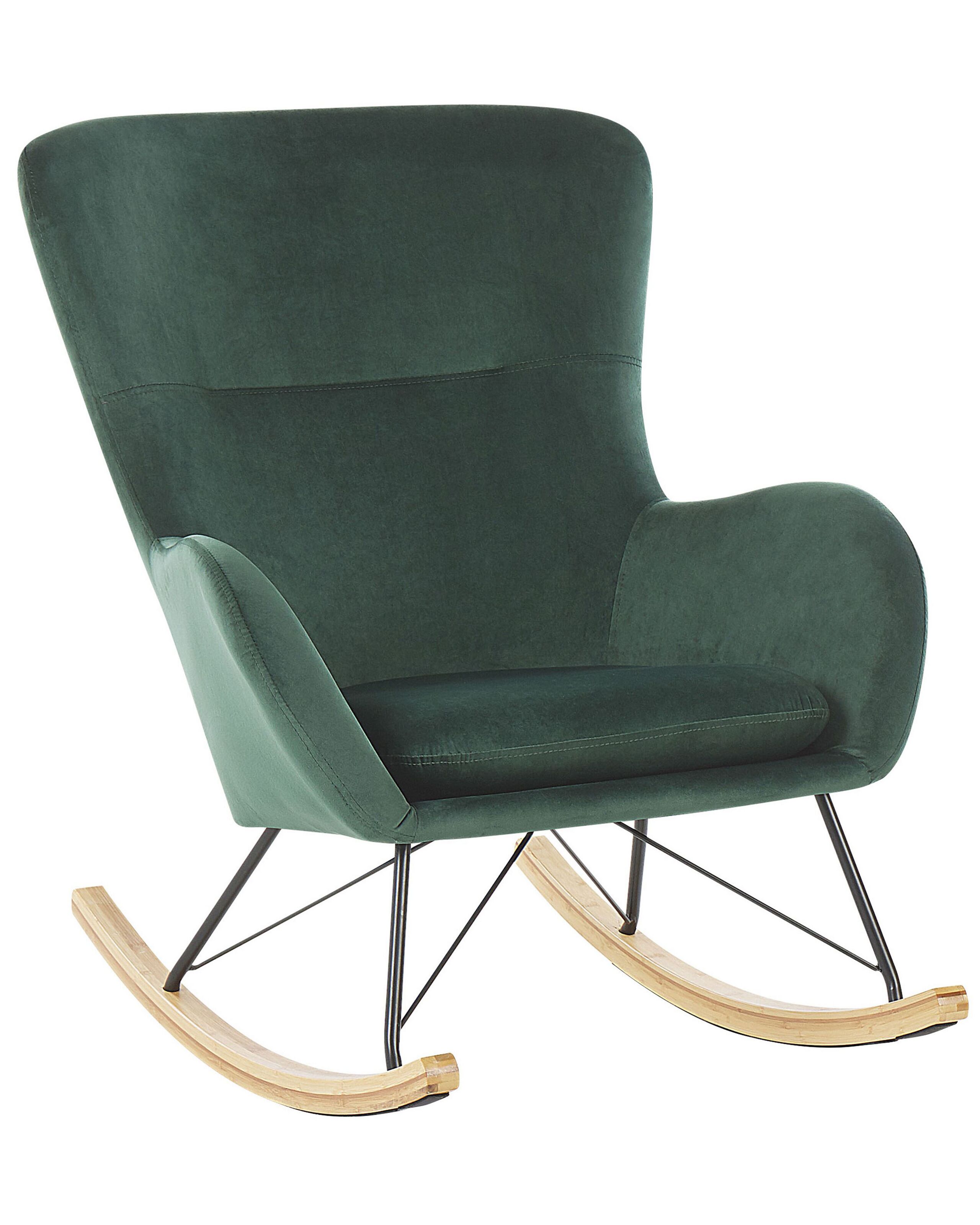 Velvet Rocking Chair Dark Green ELLAN - Gemini Interiors