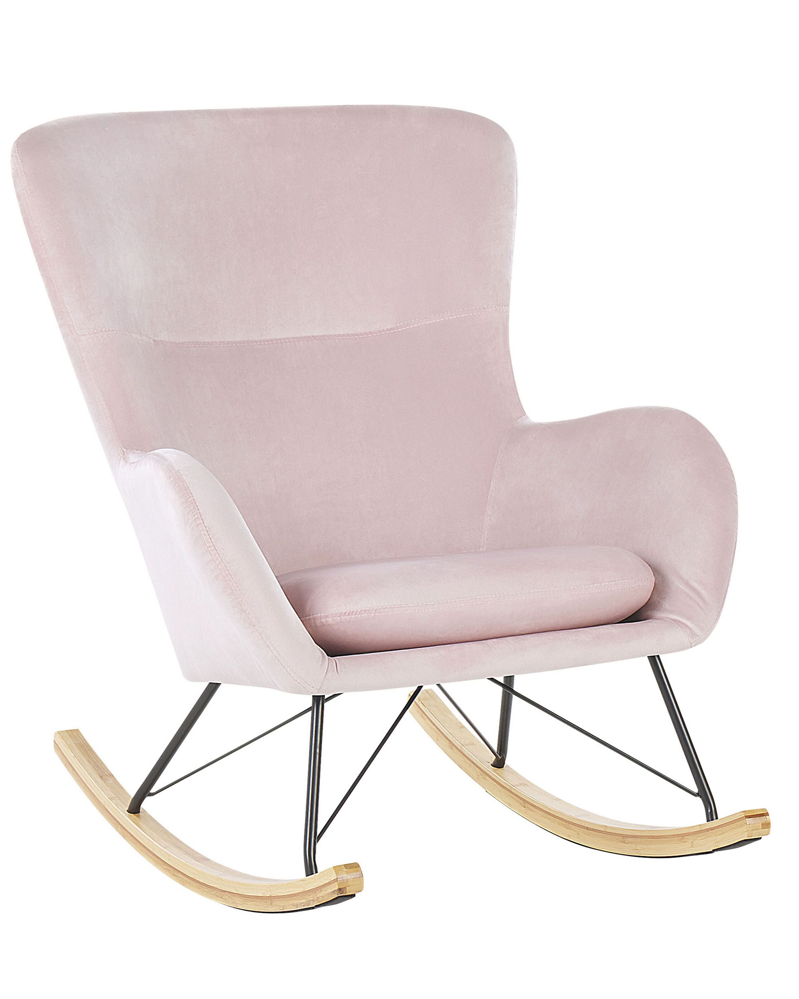 Velvet Rocking Chair Pink ELLAN - Gemini Interiors