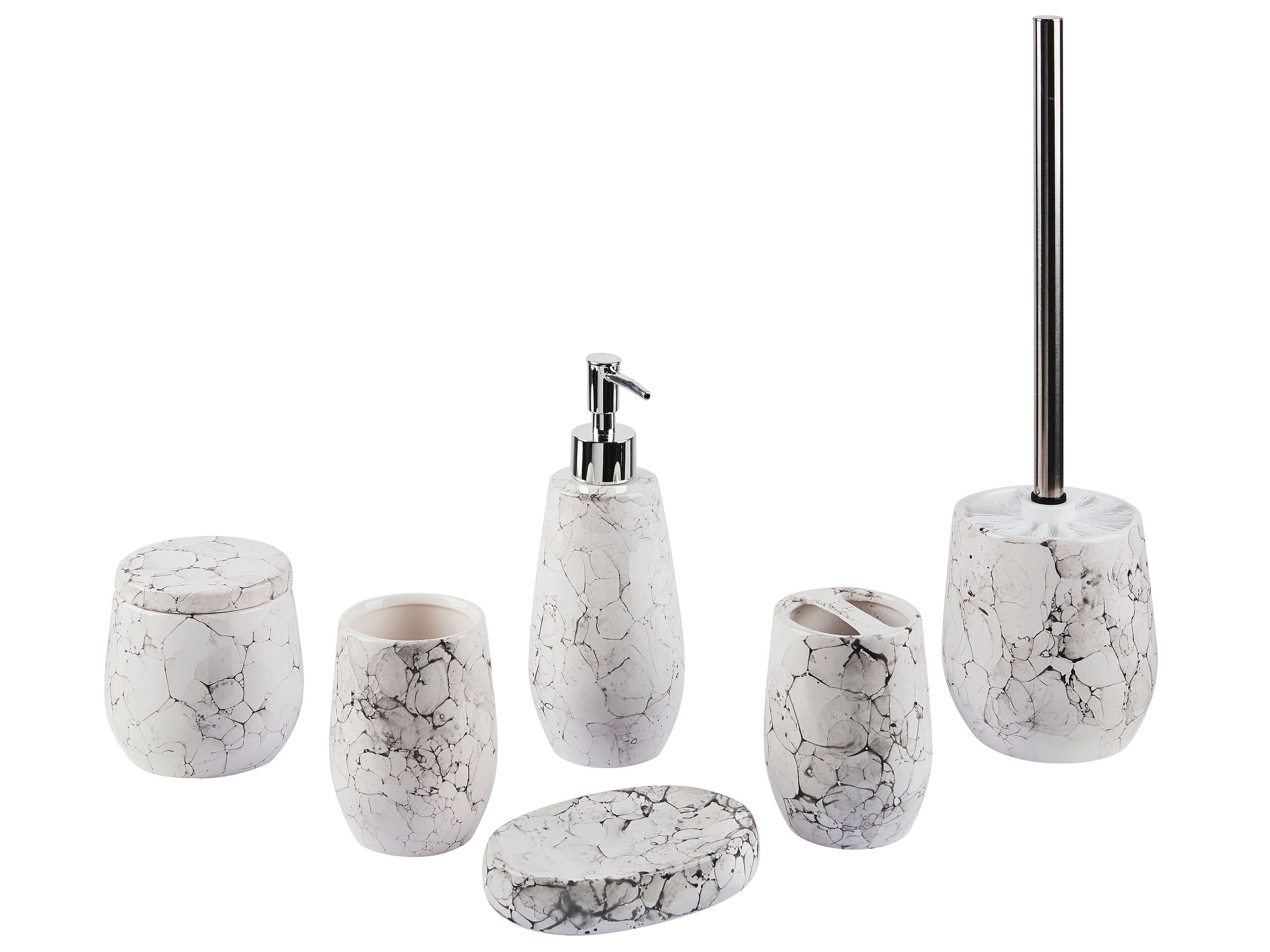 Ceramic 6-Piece Bathroom Accessories Set White CALLELA - Gemini Interiors