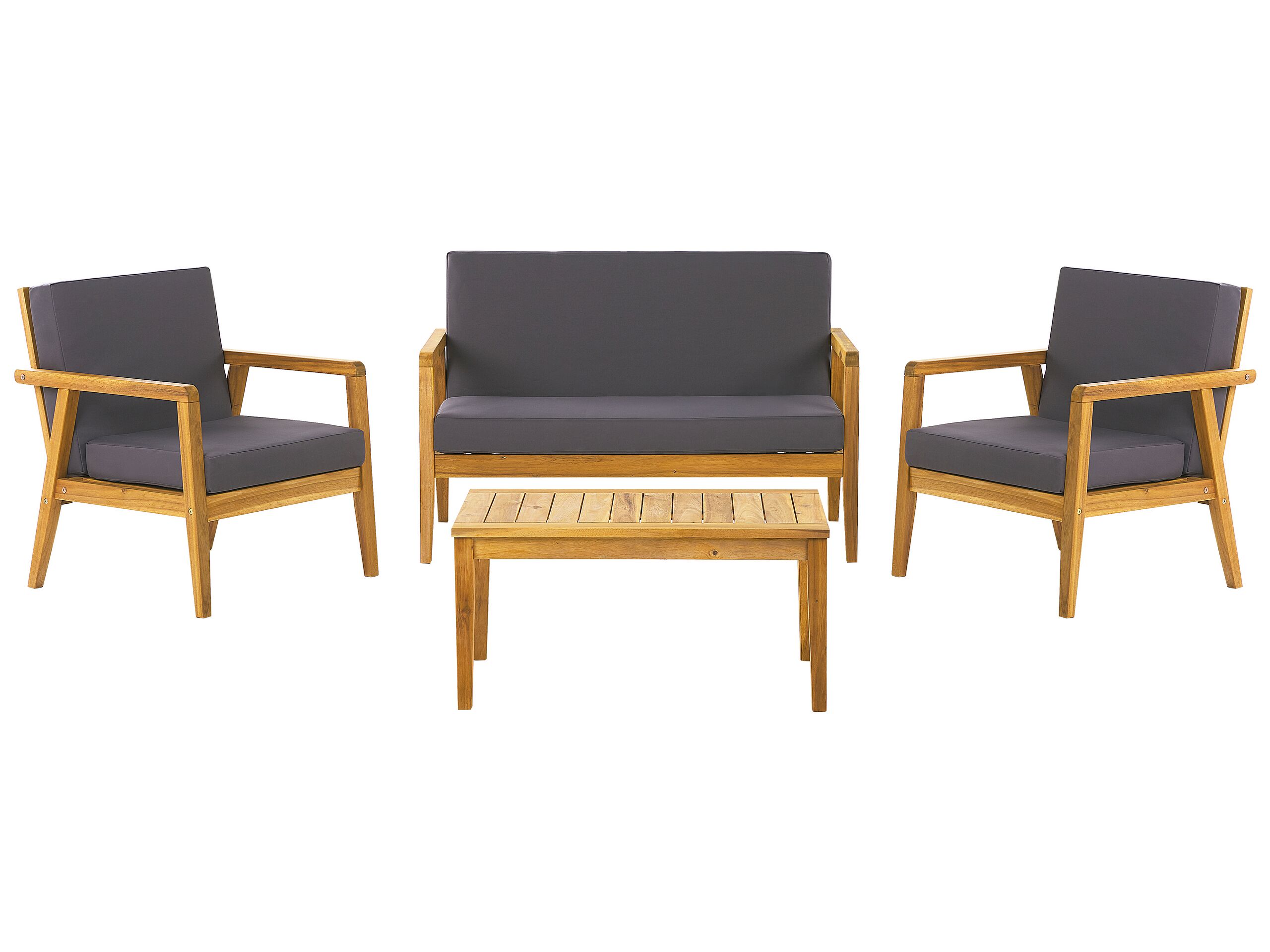 4 Seater Acacia Wood Garden Sofa Set Dark Grey PALLANO - Gemini Interiors