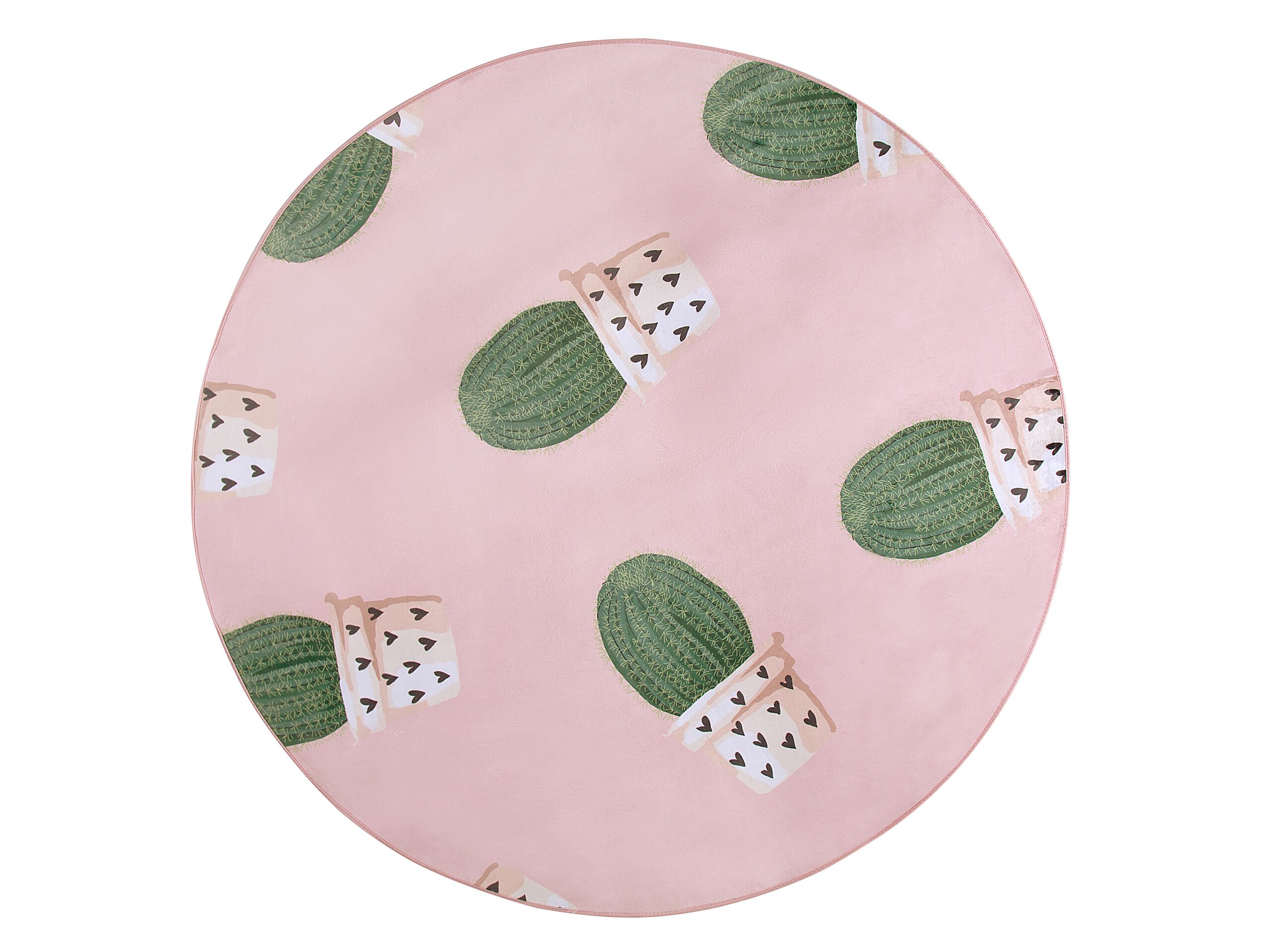 Round Area Rug Cactus Print 120cm Pink - Gemini Interiors