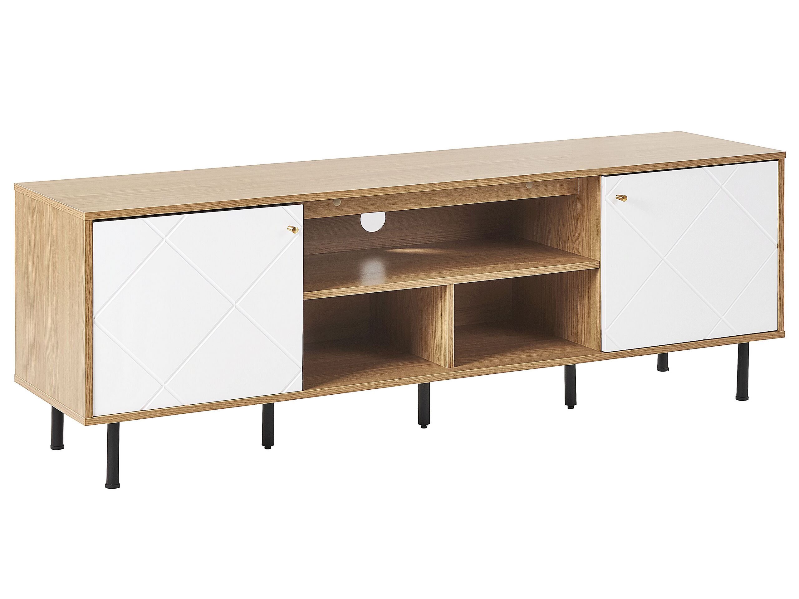 TV Stand Light Wood with White PALMER - Gemini Interiors
