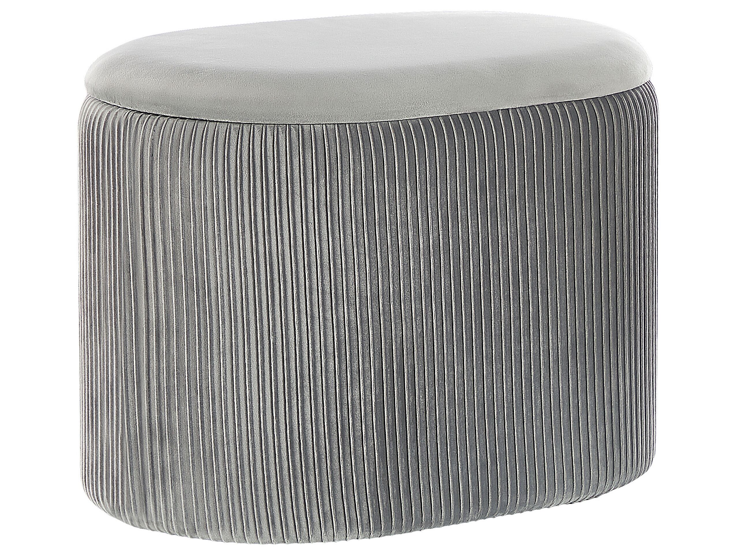 Velvet Storage Pouffe Light Grey RICHLAND - Gemini Interiors