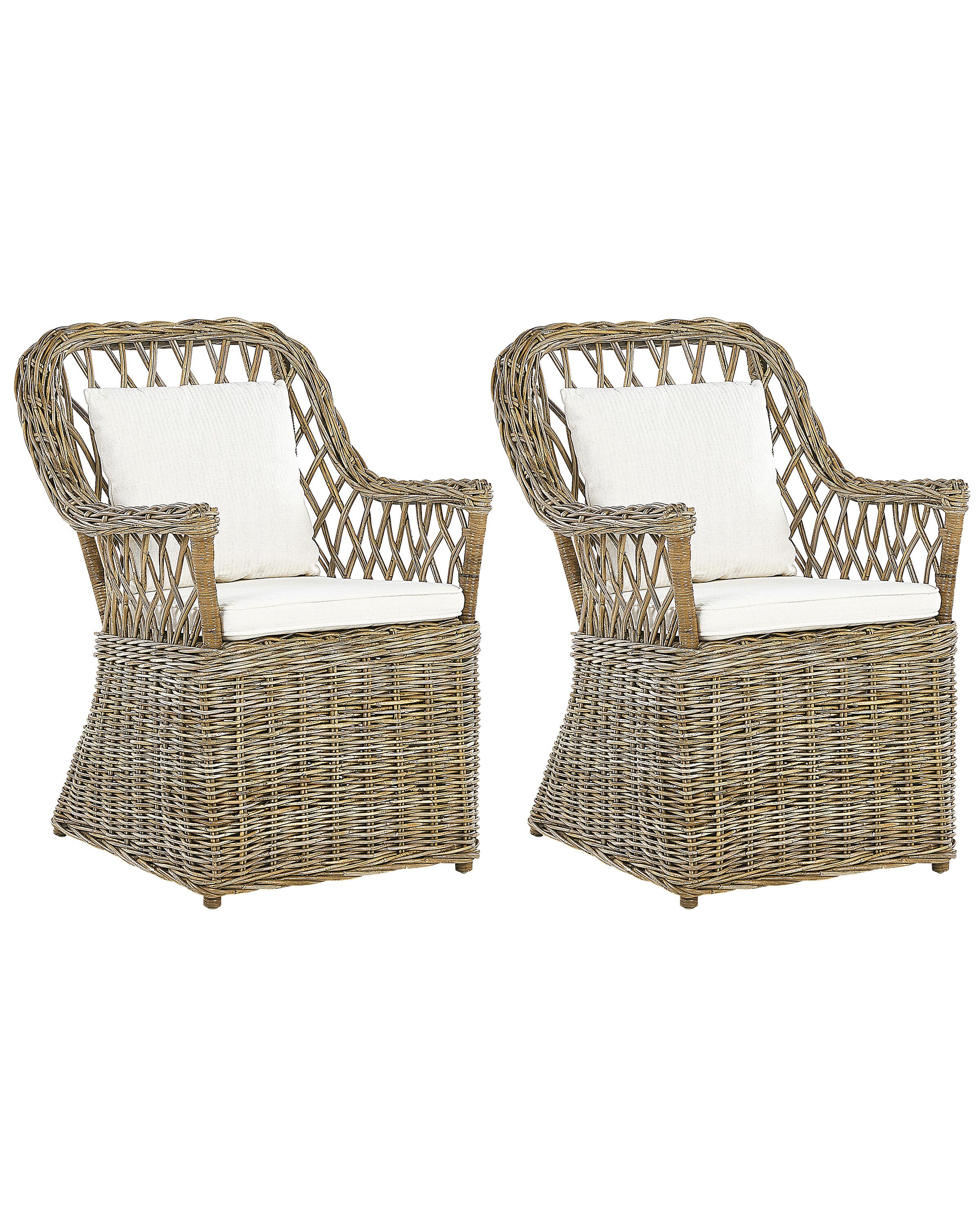 Set of 2 Rattan Garden Chairs Natural MAROS - Gemini Interiors
