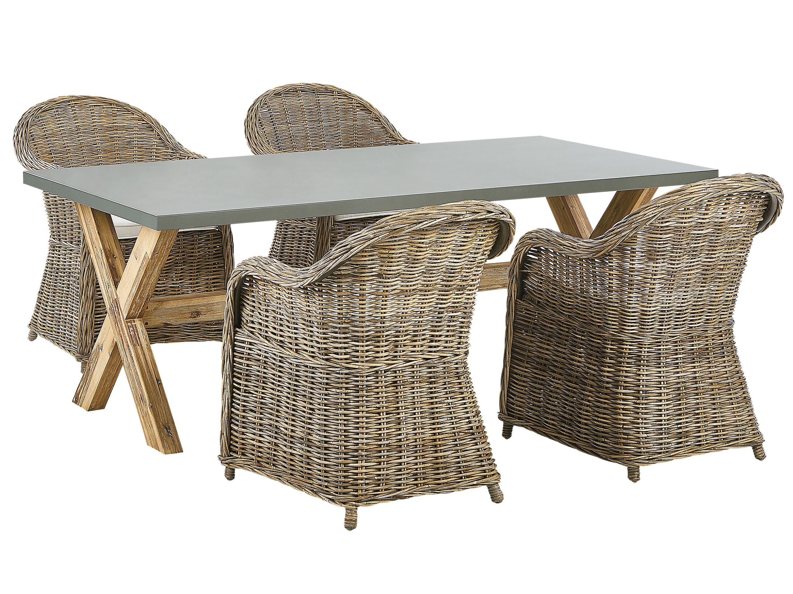 4 Seater Rattan Garden Dining Set Natural SUSUA/OLBIA - Gemini Interiors