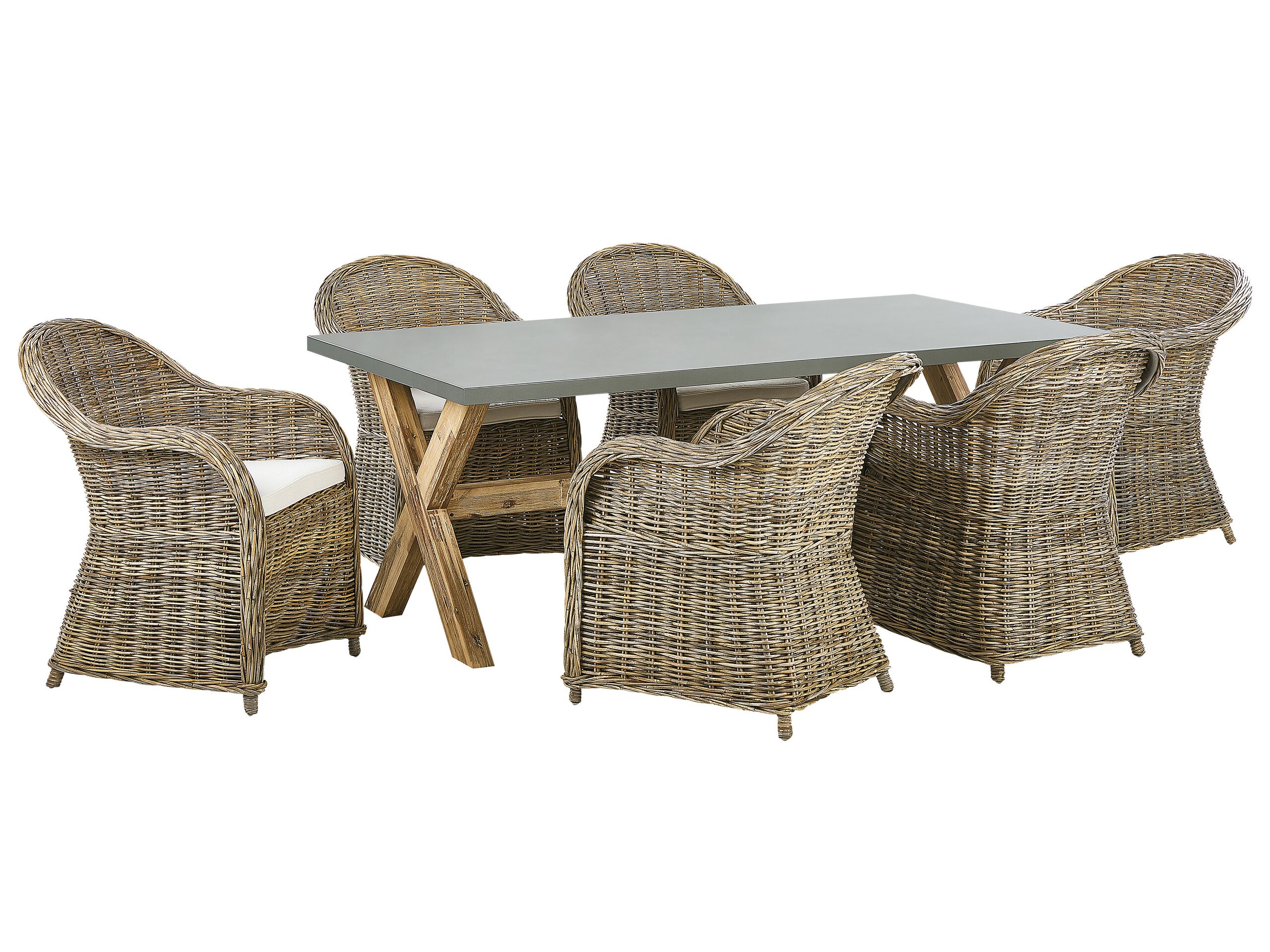 6 Seater Rattan Garden Dining Set Natural SUSUA/OLBIA - Gemini Interiors