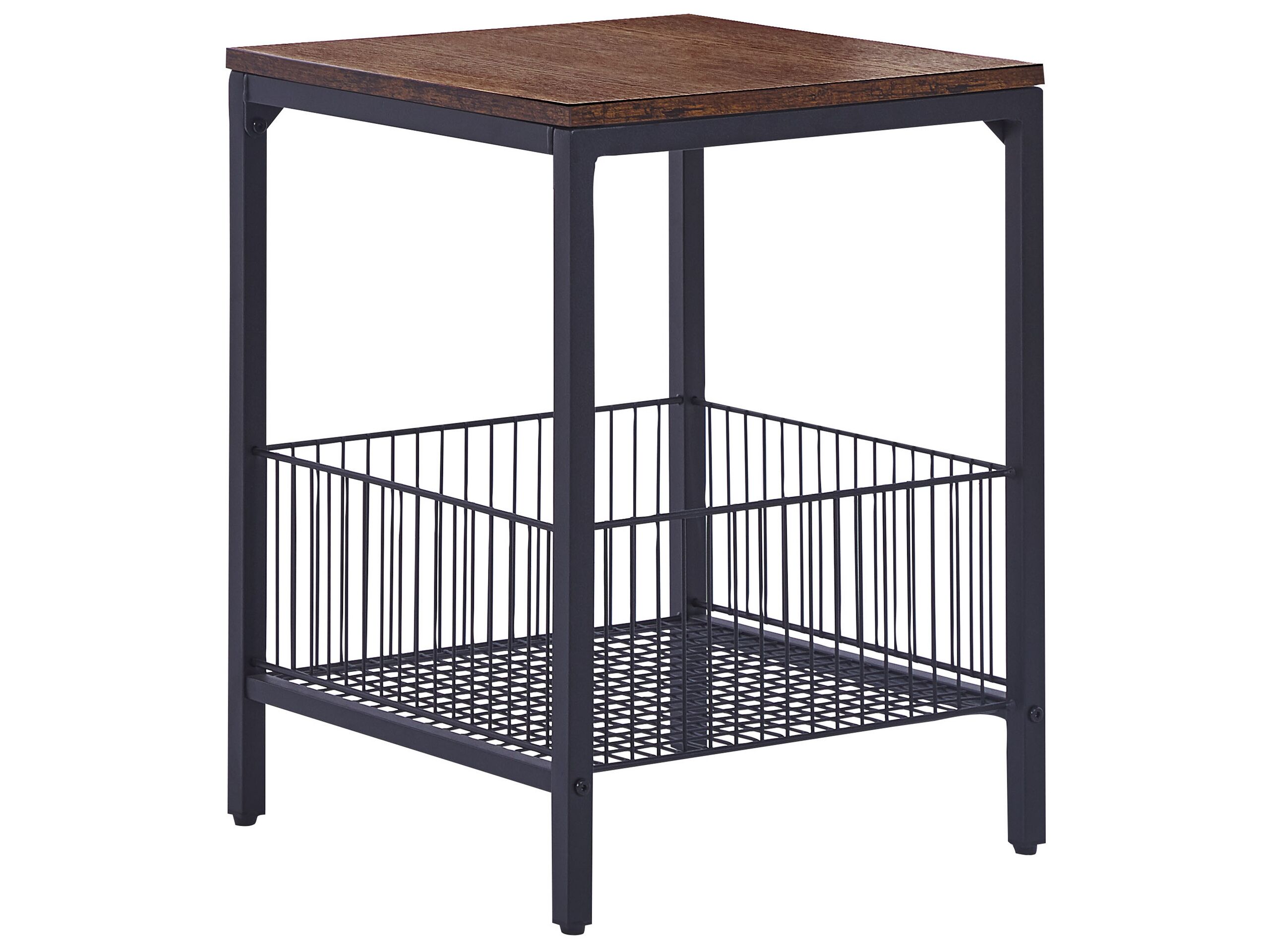 Side Table Dark Wood with Black KENNER - Gemini Interiors