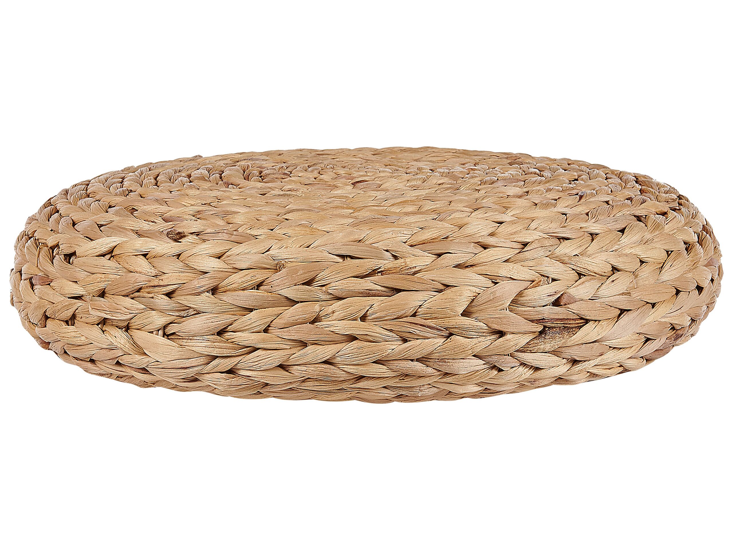 Water Hyacinth Wicker Floor Pouffe Natural WAHOO - Gemini Interiors