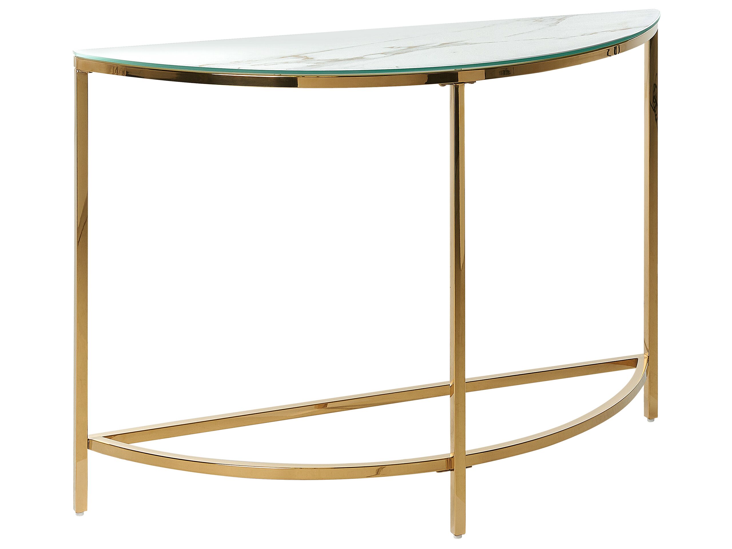 Glass Top Console Table Marble Effect White with Gold ORITA - Gemini Interiors
