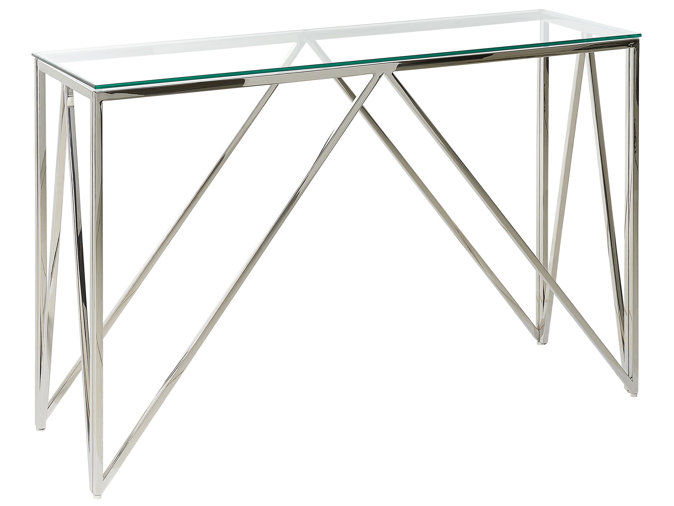 Glass Top Console Table Silver WESO - Gemini Interiors