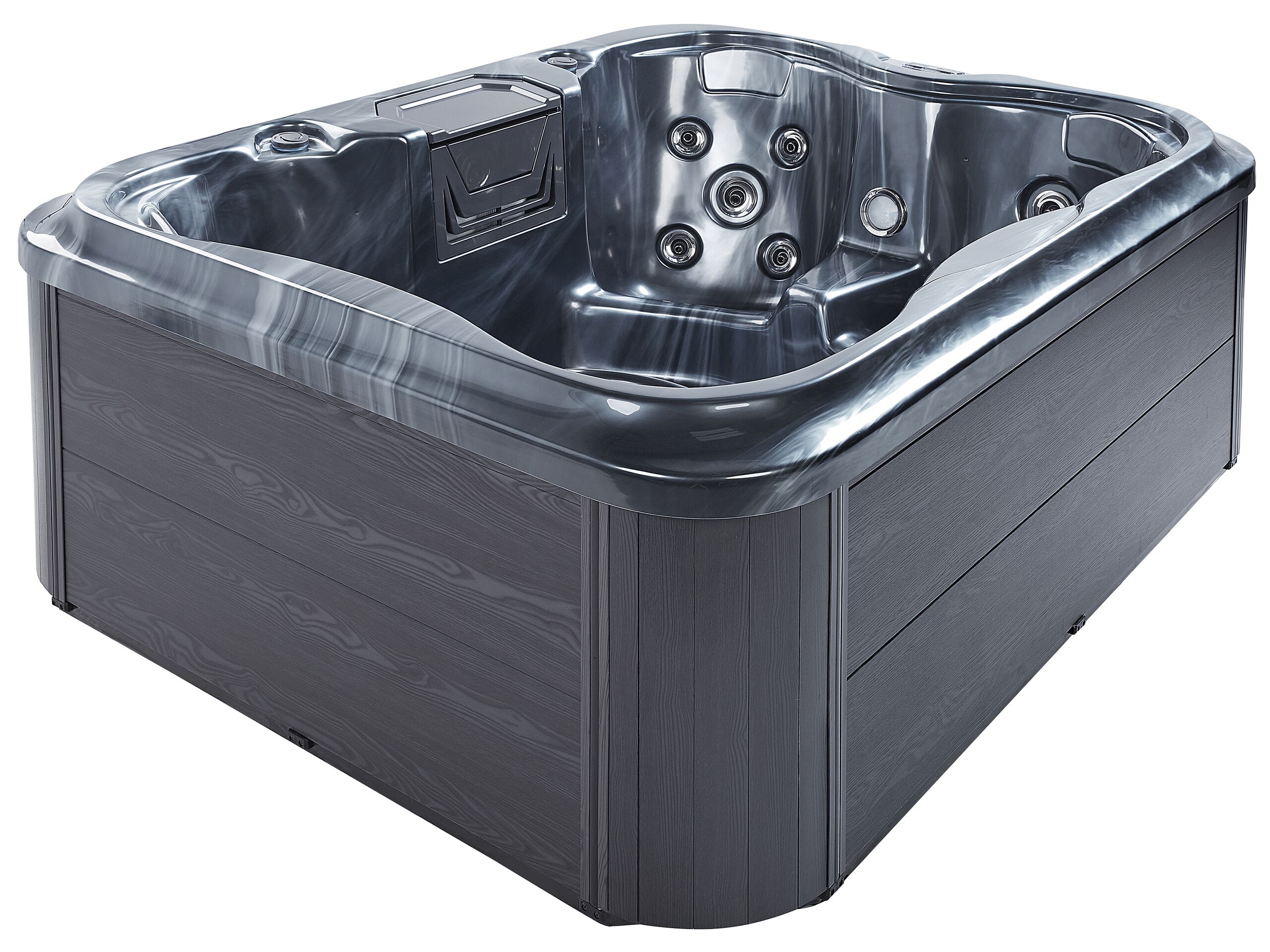 Square Hot Tub with LED Grey ARCELIA - Gemini Interiors