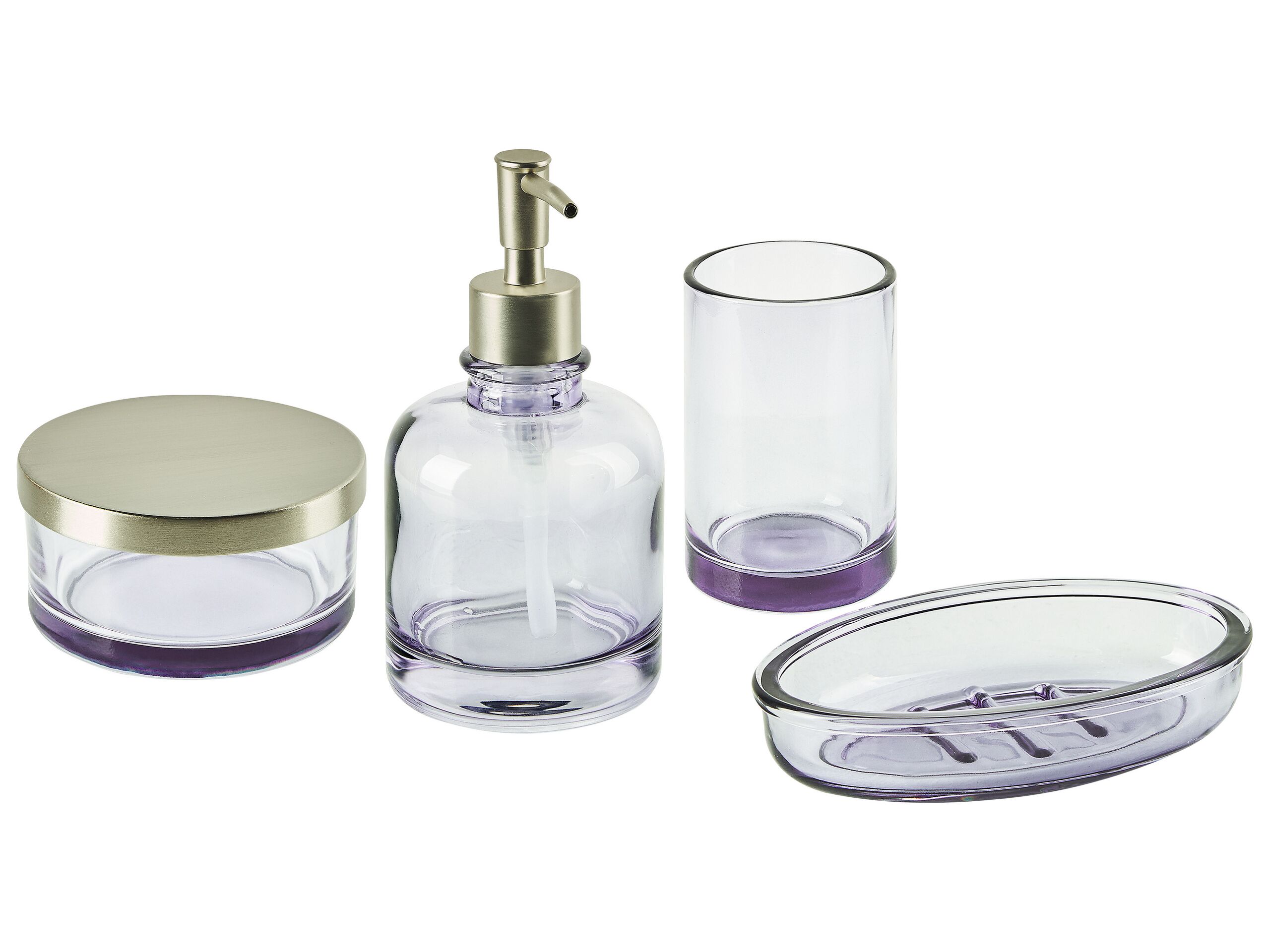Glass 4-Piece Bathroom Accessories Set Violet TELMA - Gemini Interiors