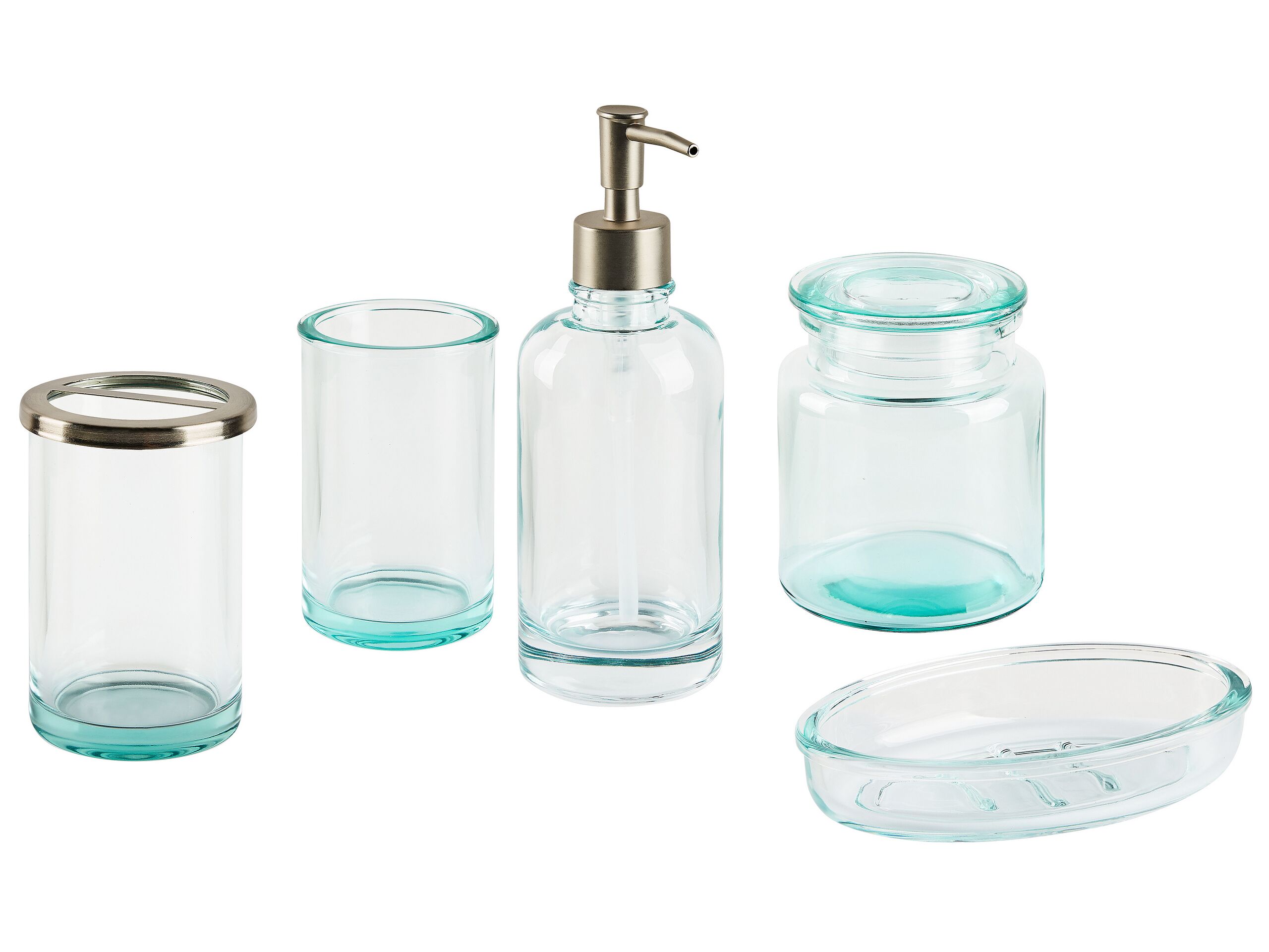 Glass 5-Piece Bathroom Accessories Set Green AMARGA - Gemini Interiors