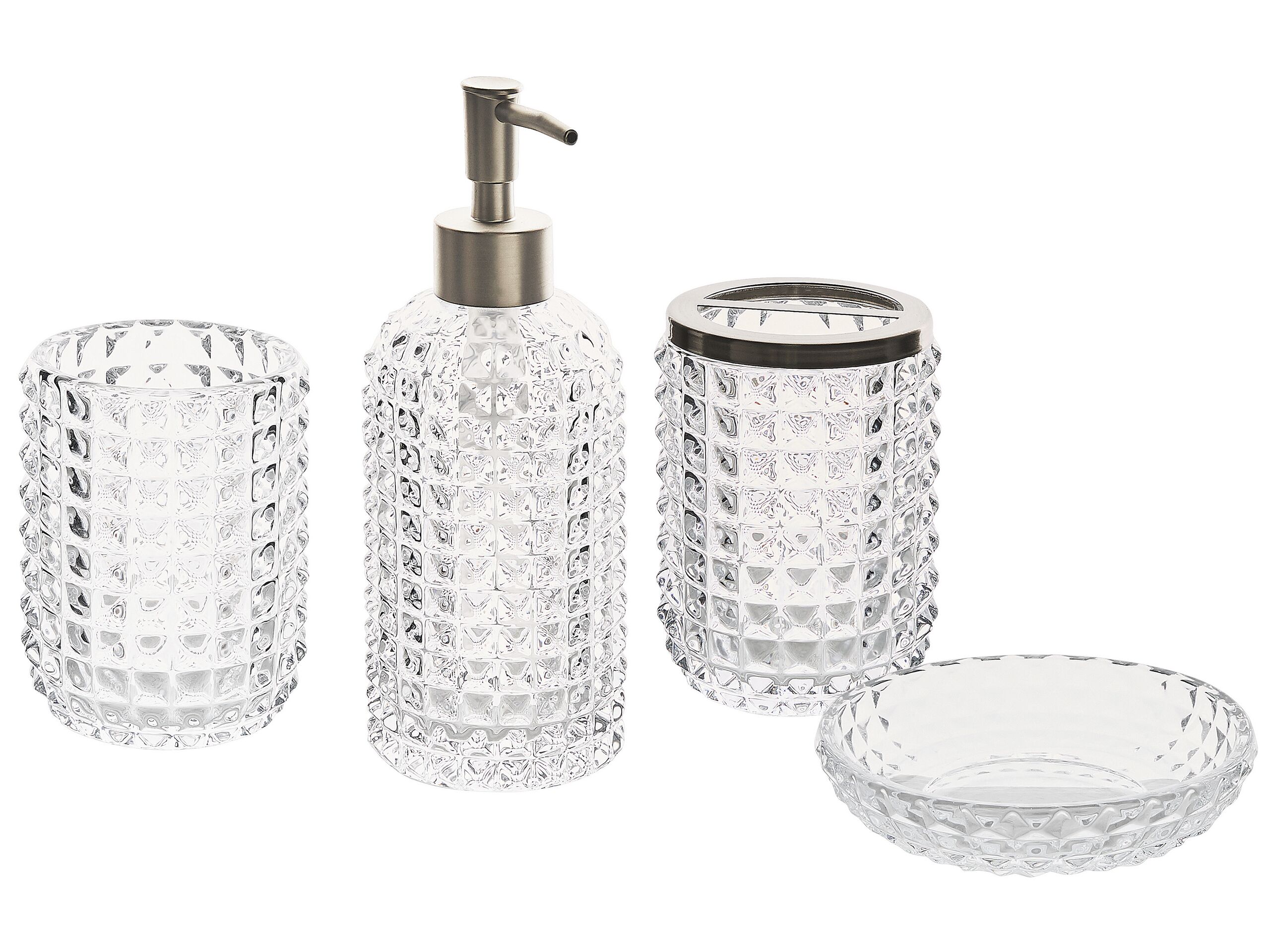 Glass 4-Piece Bathroom Accessories Transparent TAPIA - Gemini Interiors
