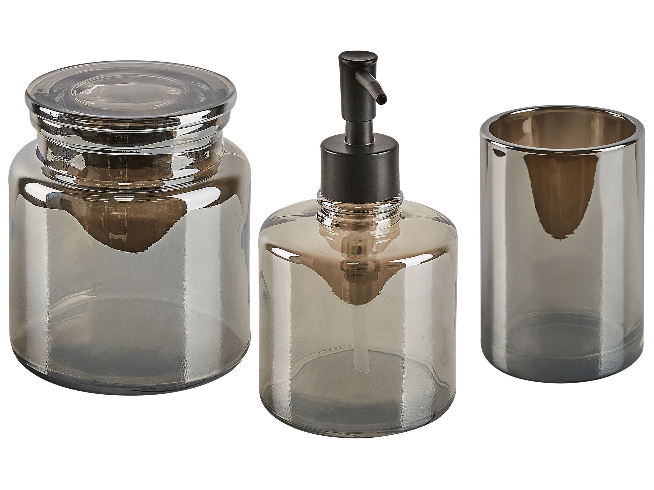 Glass 3-Piece Bathroom Accessories Set Grey MANAGUA - Gemini Interiors