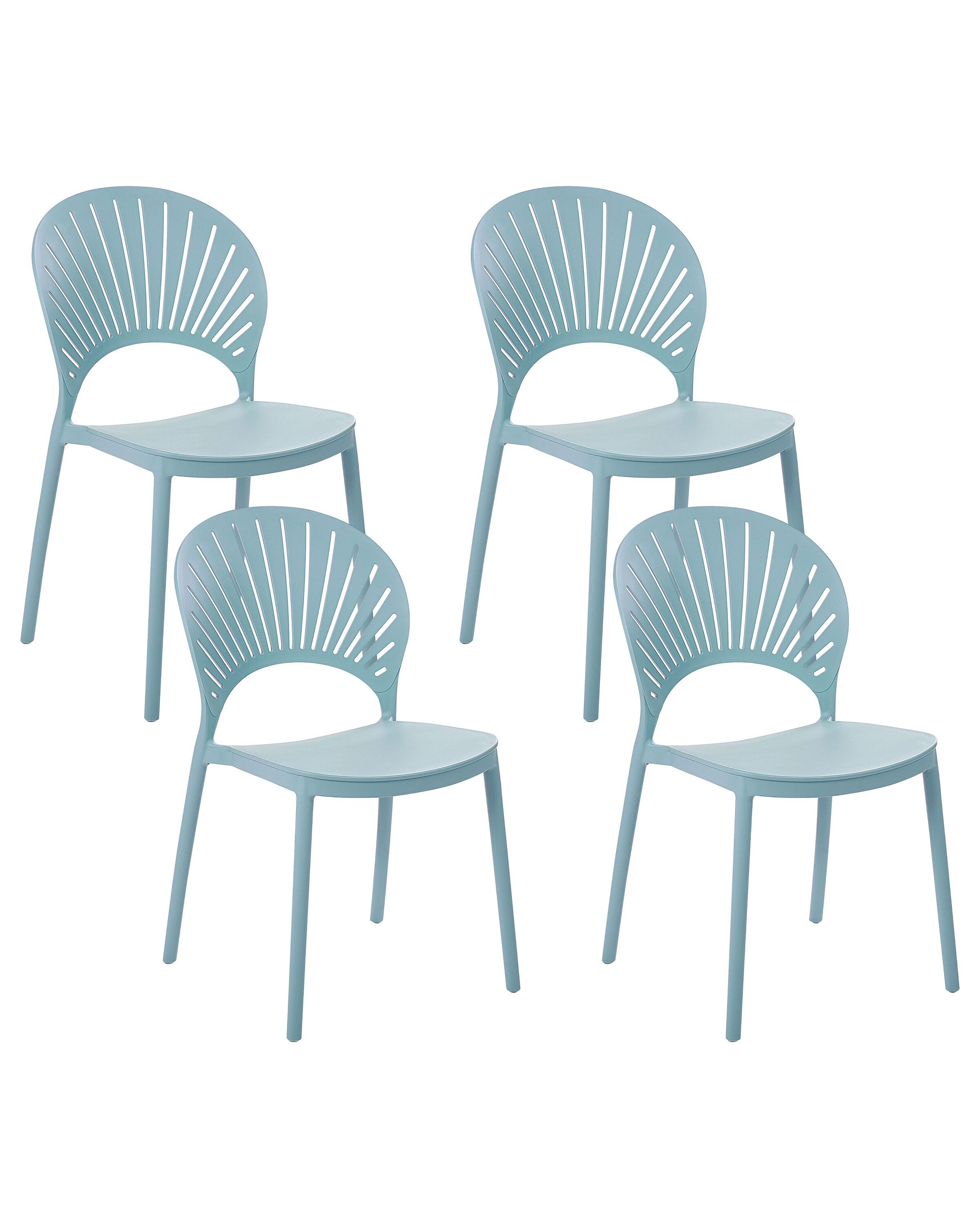 Set of 4 Plastic Dining Chairs Blue OSTIA - Gemini Interiors