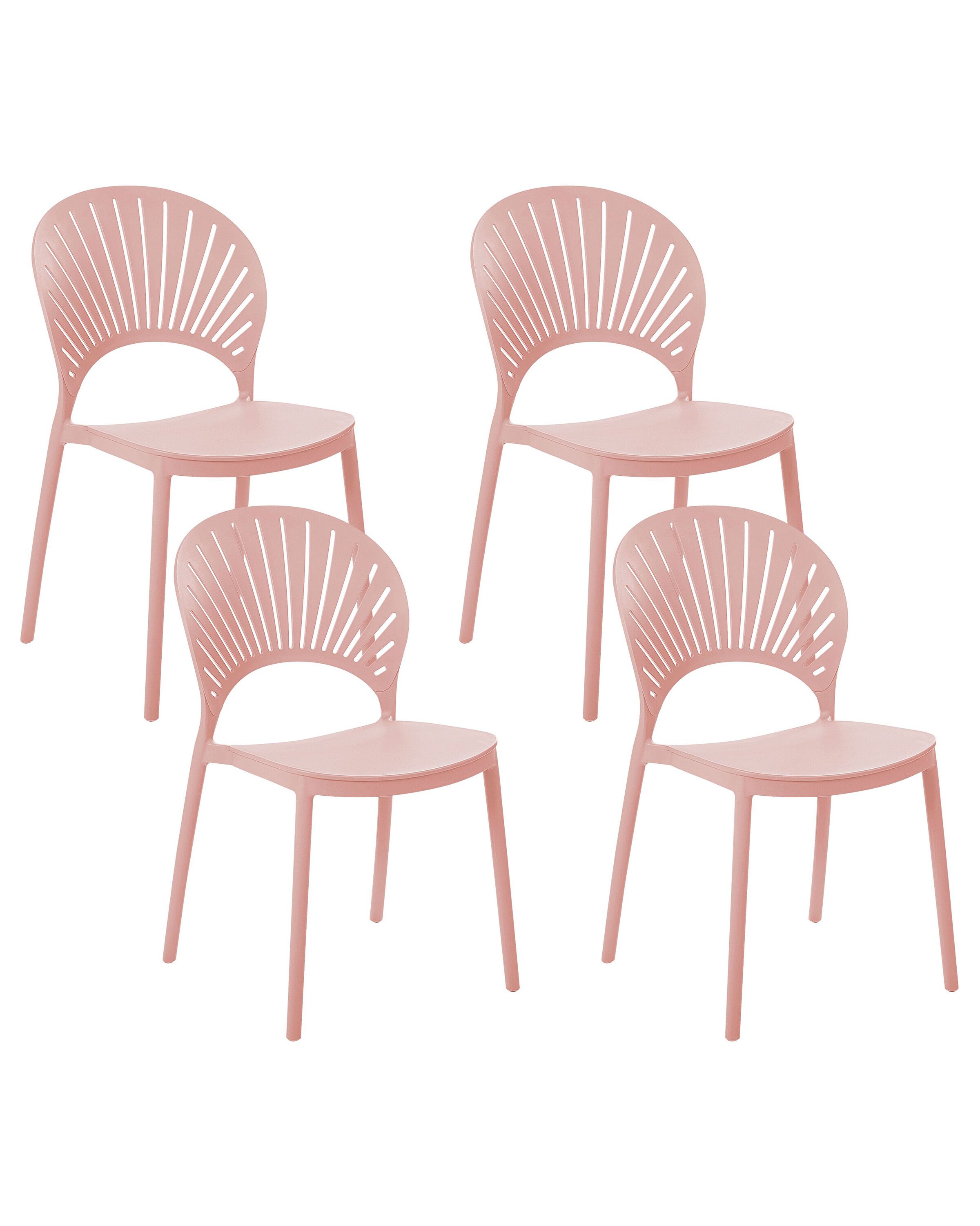Set of 4 Plastic Dining Chairs Pink OSTIA - Gemini Interiors