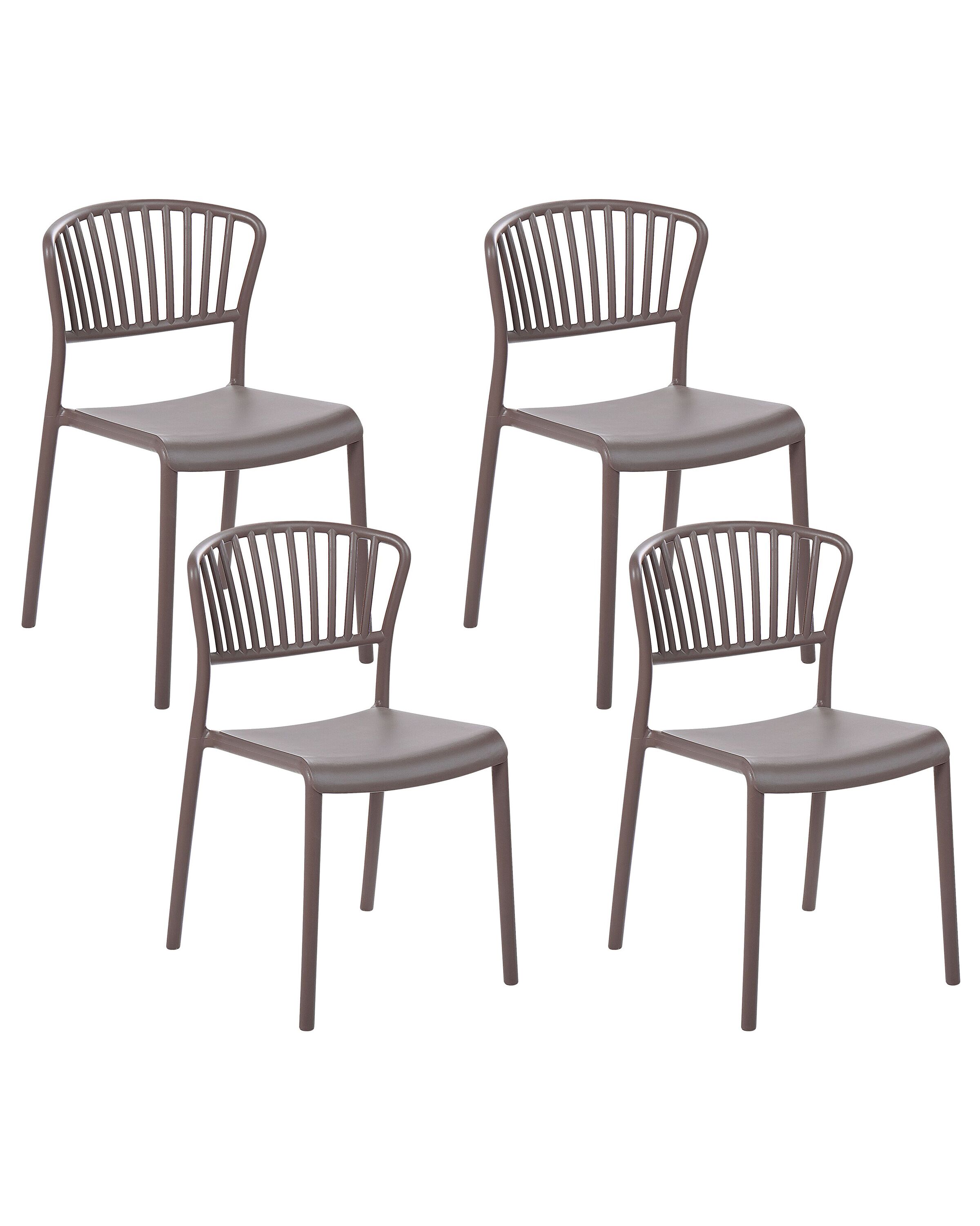 Set of 4 Plastic Dining Chairs Taupe GELA - Gemini Interiors