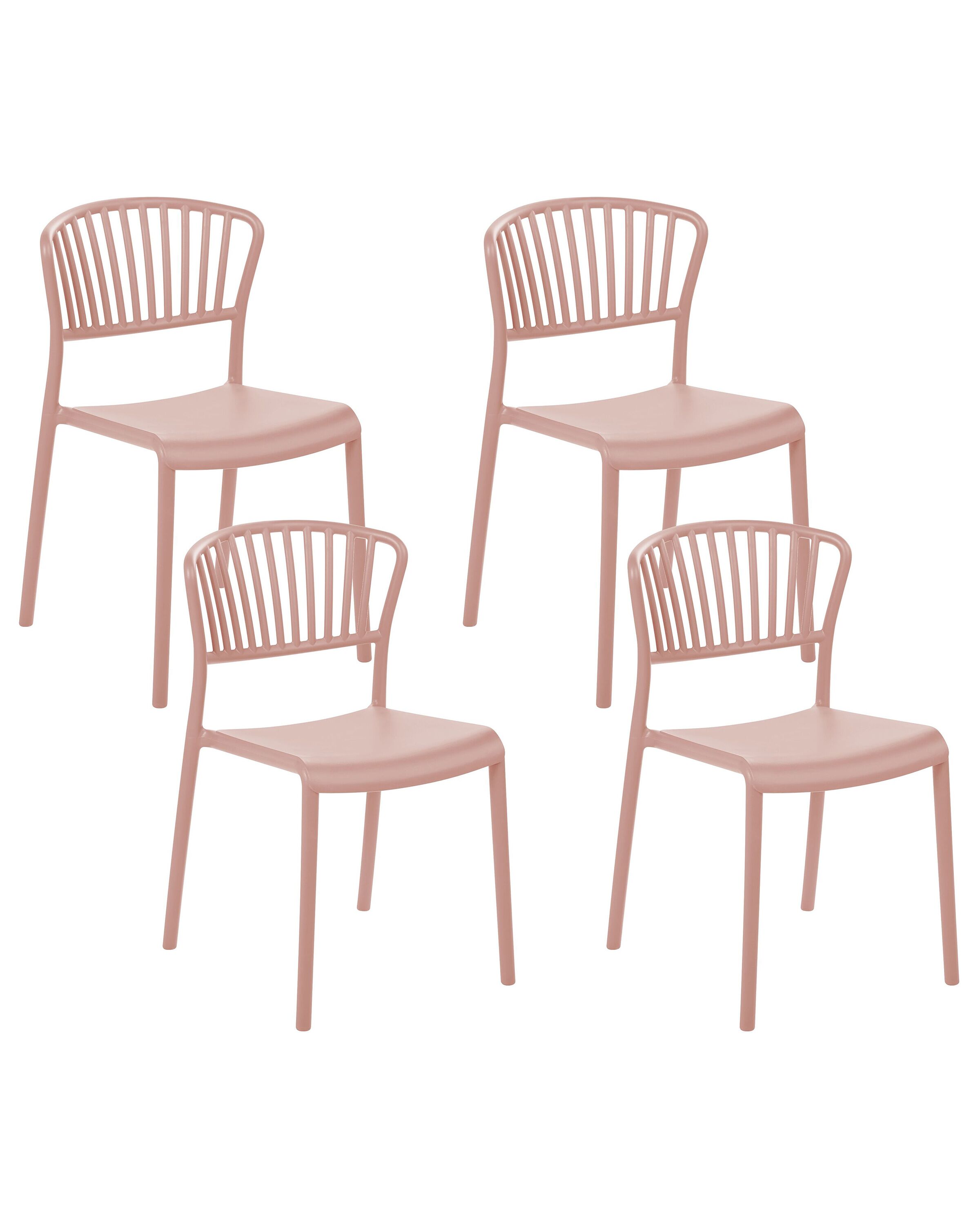 Set of 4 Plastic Dining Chairs Pink GELA - Gemini Interiors