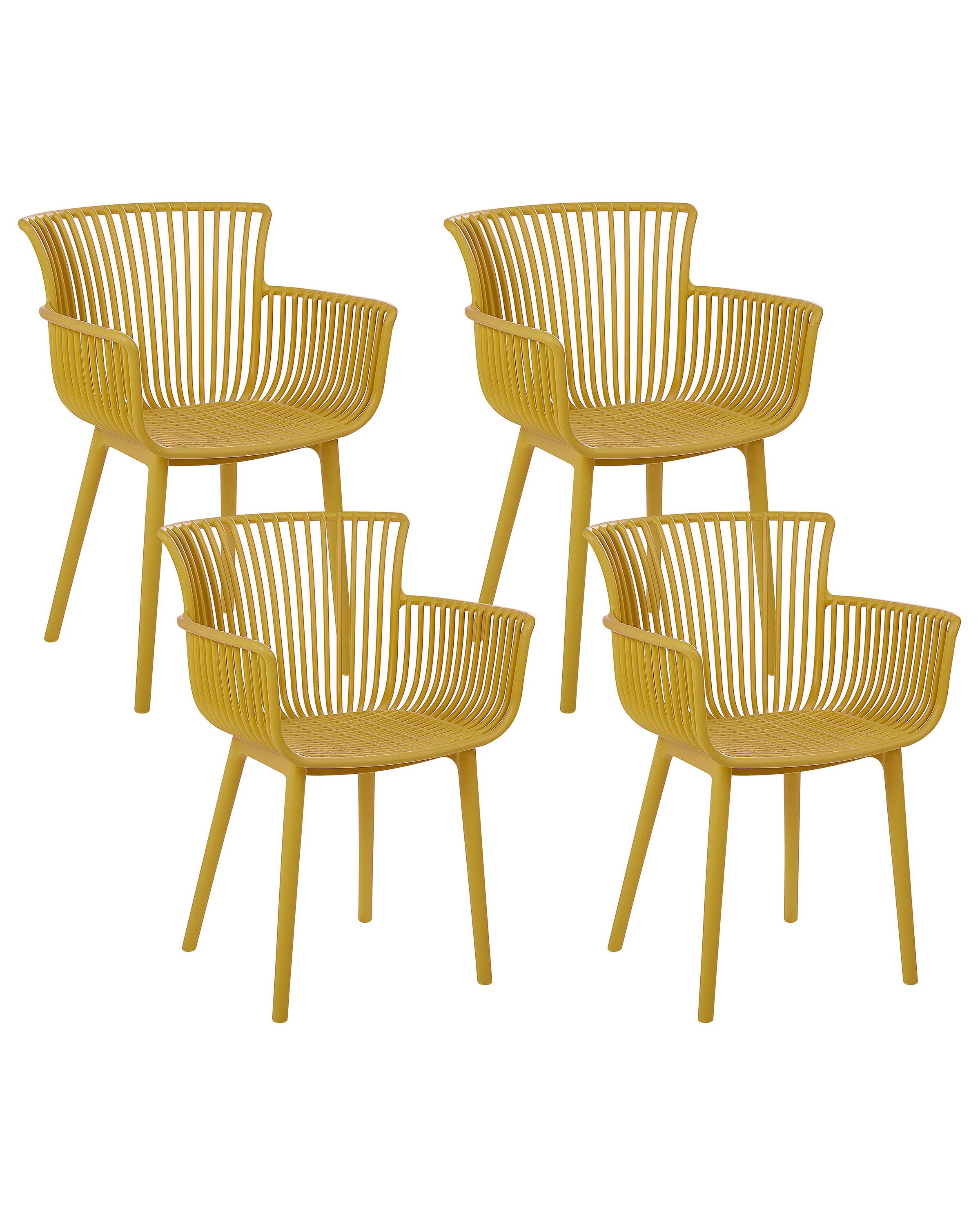 Set of 4 Plastic Dining Chairs Yellow PESARO - Gemini Interiors