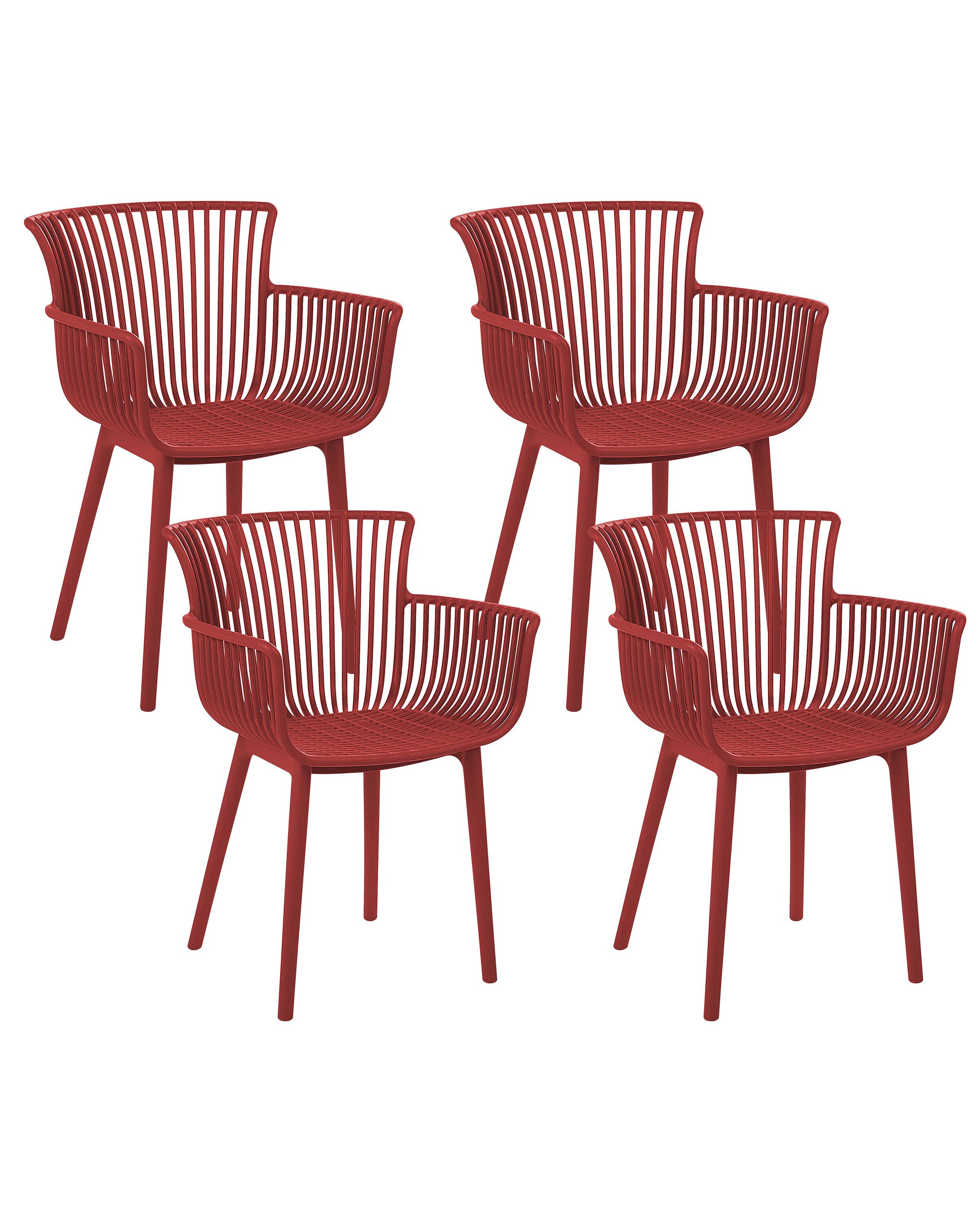 Set of 4 Plastic Dining Chairs Red PESARO - Gemini Interiors