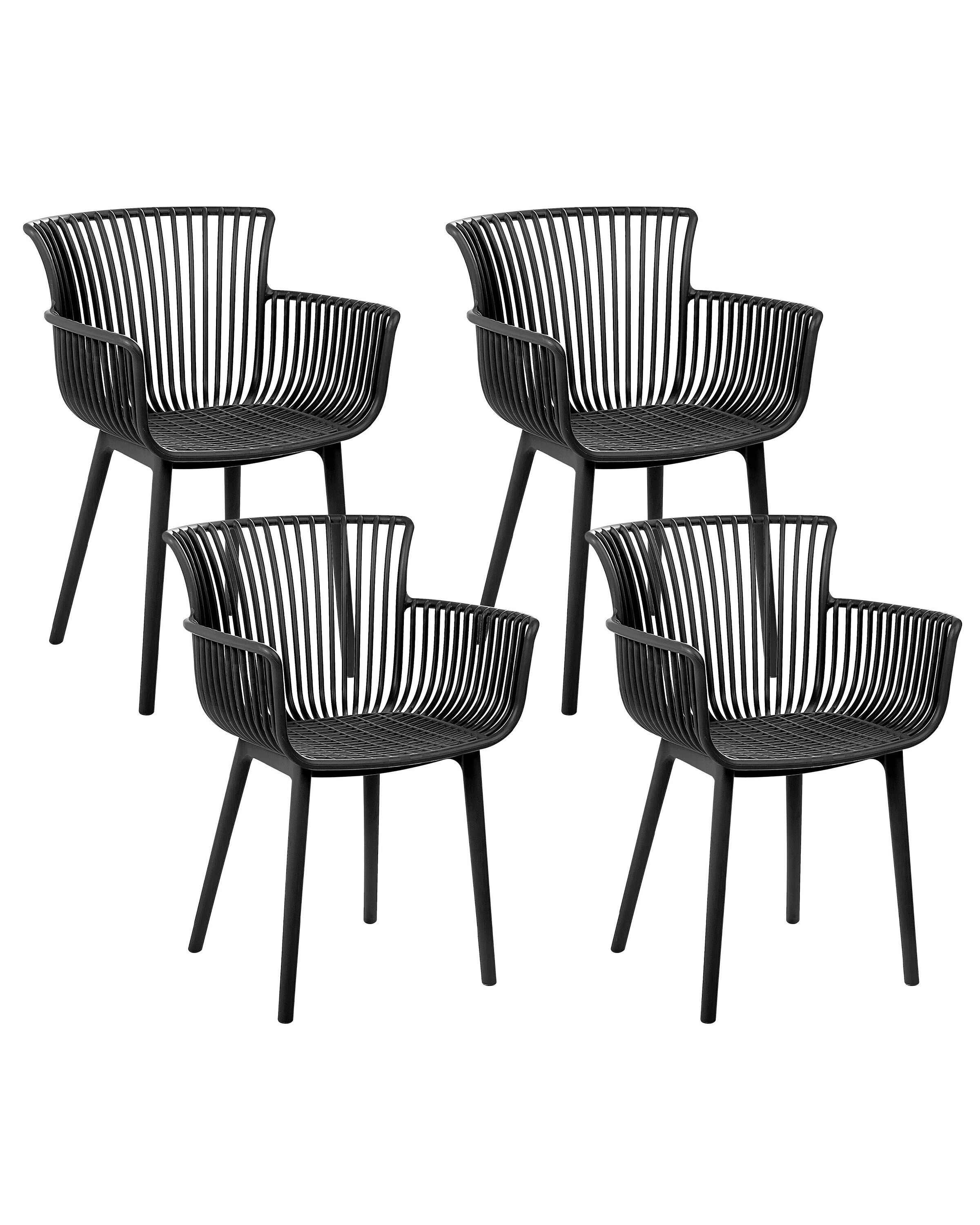 Set of 4 Plastic Dining Chairs Black PESARO - Gemini Interiors