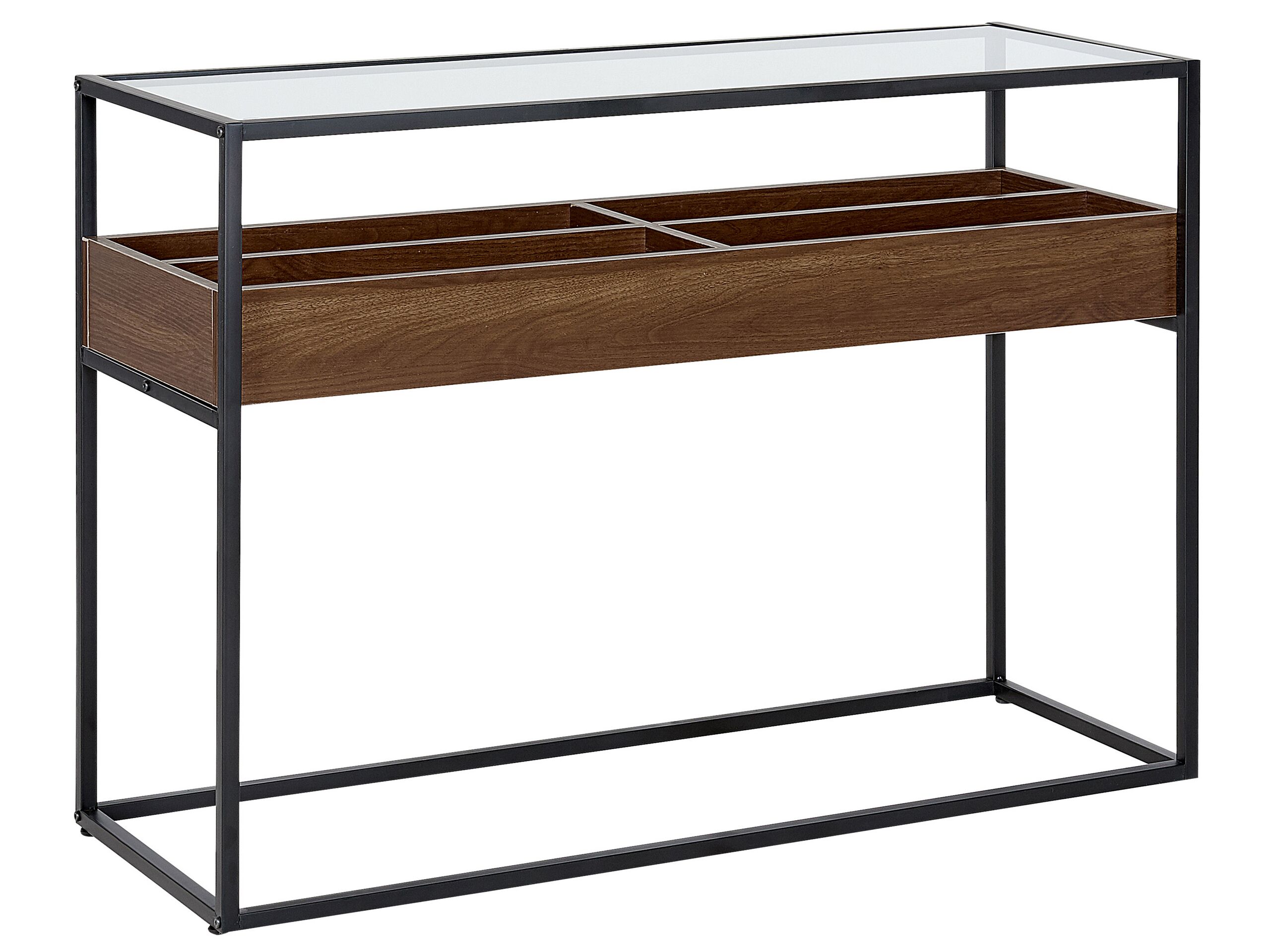 Glass Top Console Table Dark Wood and Black WACO - Gemini Interiors