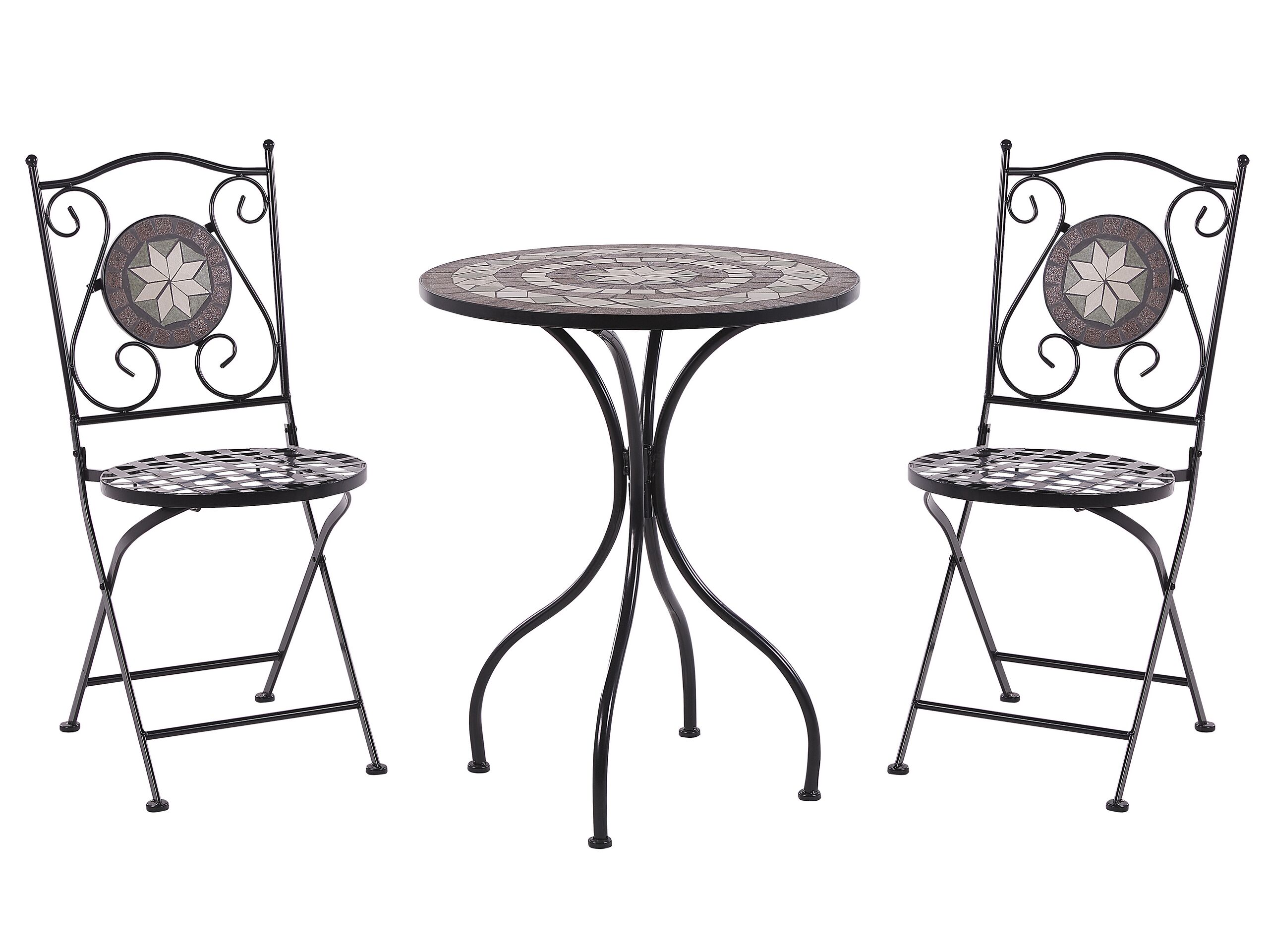 Metal Garden Bistro Set Black CARIATI - Gemini Interiors
