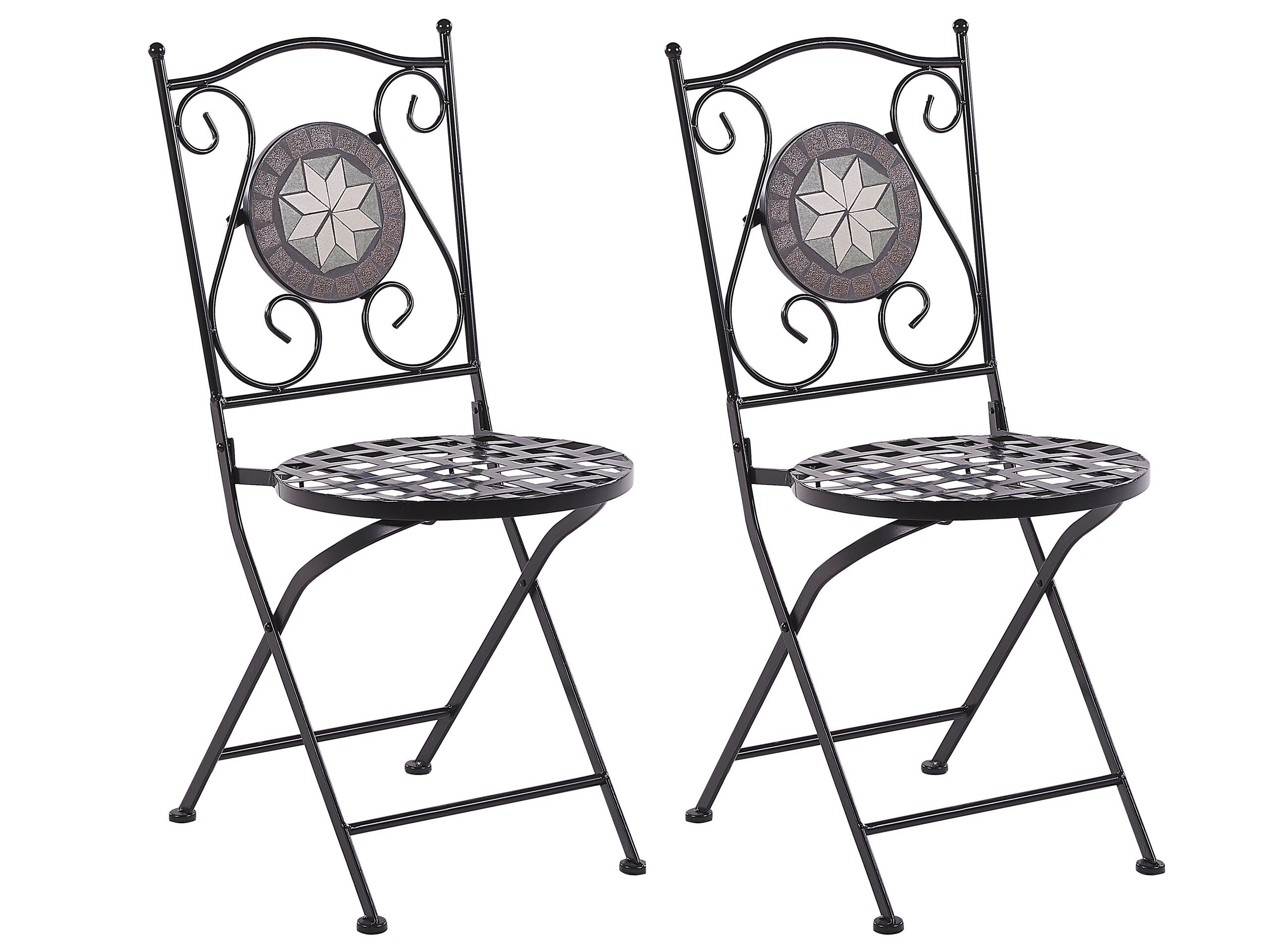 Set of 2 Metal Garden Chairs Black CARIATI - Gemini Interiors