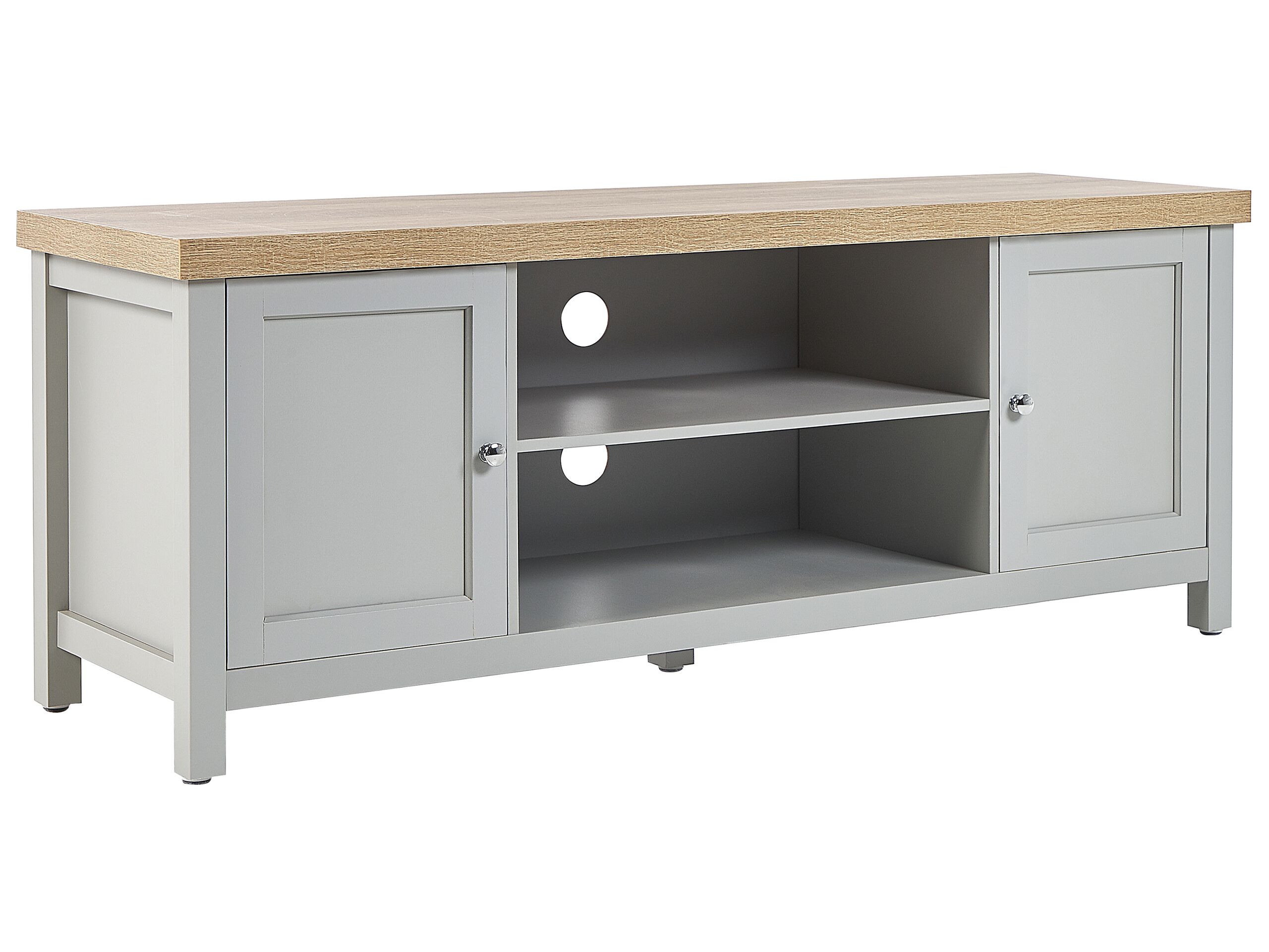 TV Stand Grey with Light Wood HAMP - Gemini Interiors