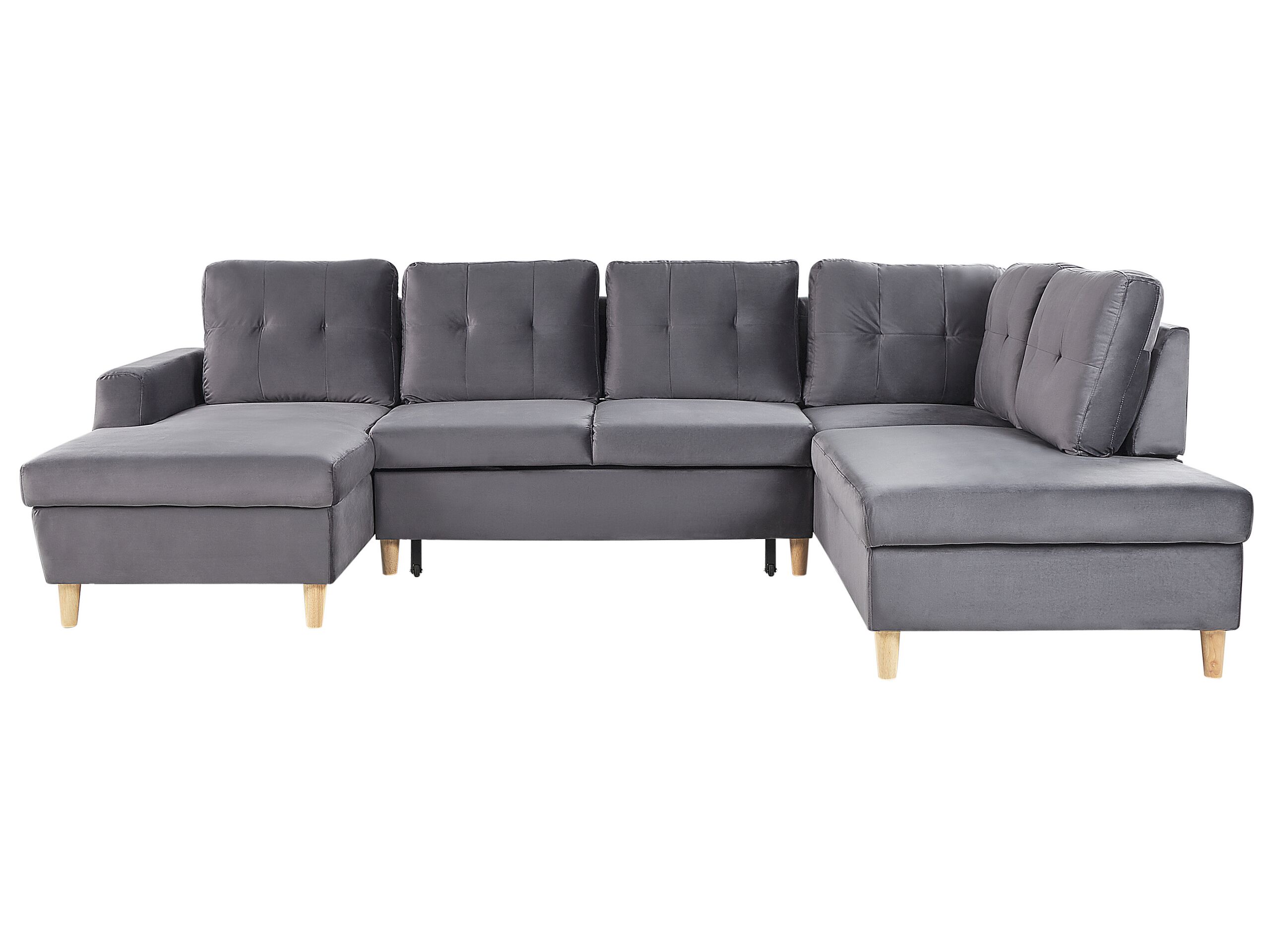 Velvet Corner Sofa Bed with Storage Grey LERUM - Gemini Interiors