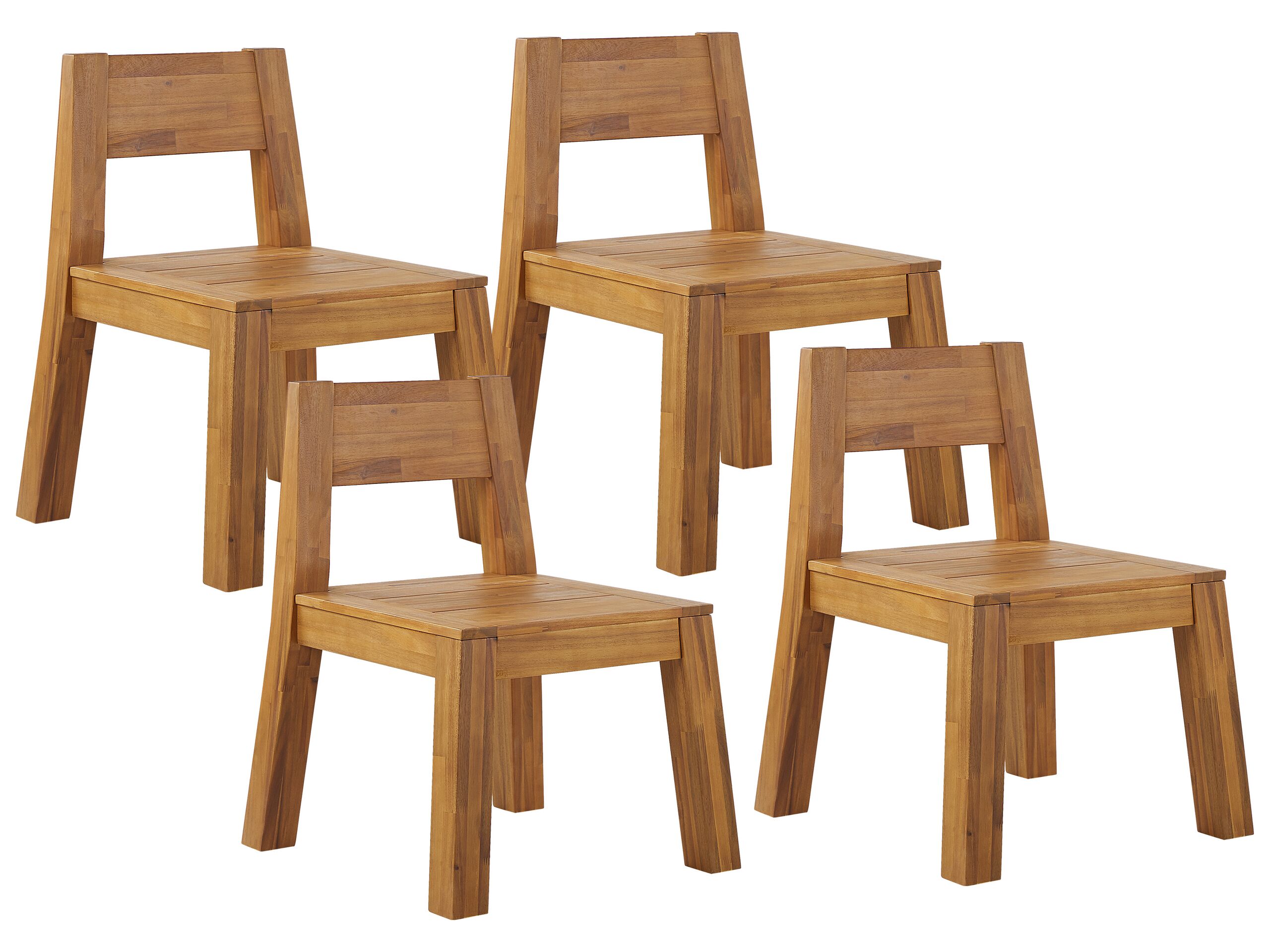 Set of 4 Acacia Wood Garden Chairs LIVORNO - Gemini Interiors