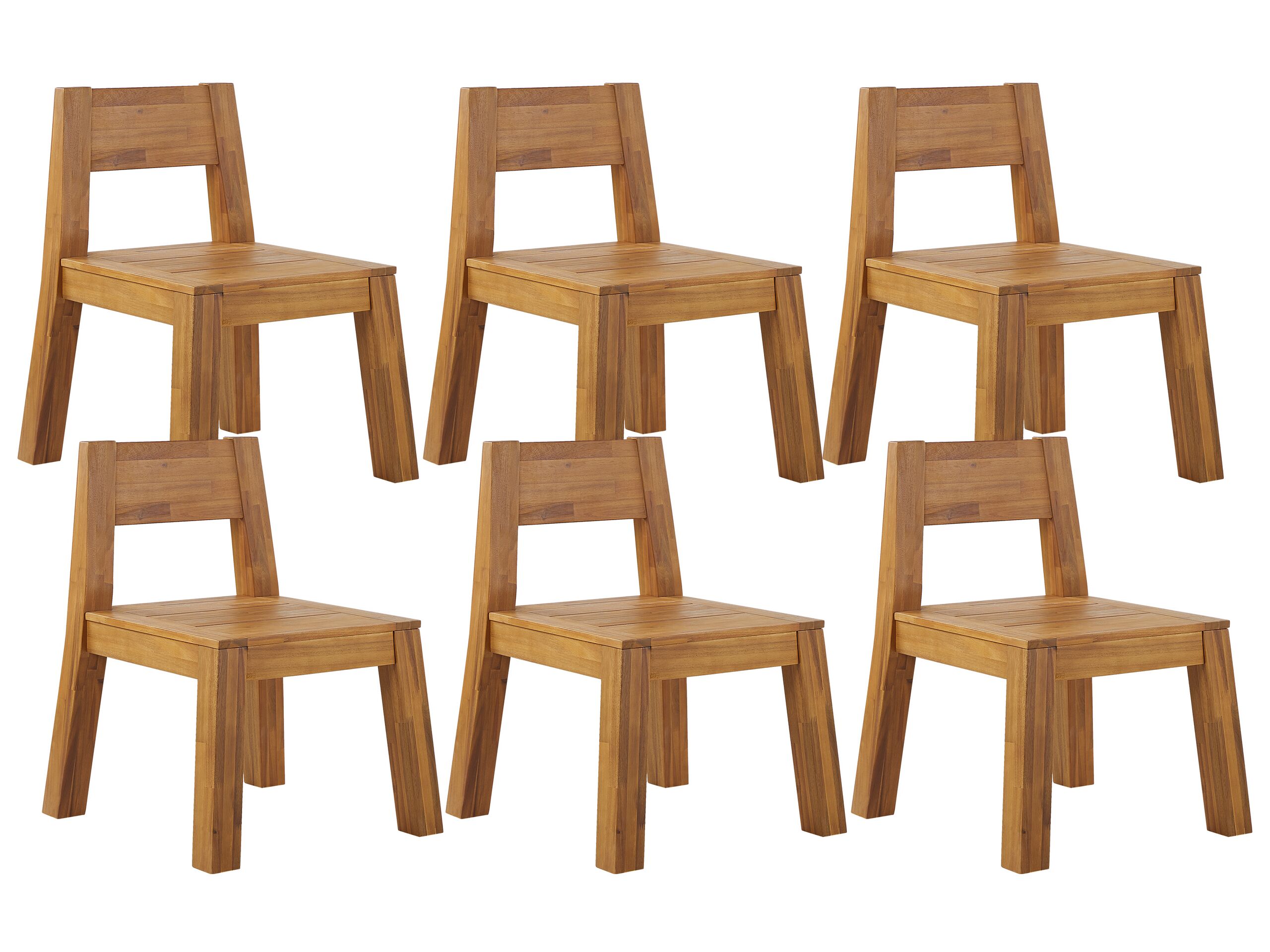 Set of 6 Acacia Wood Garden Chairs LIVORNO - Gemini Interiors