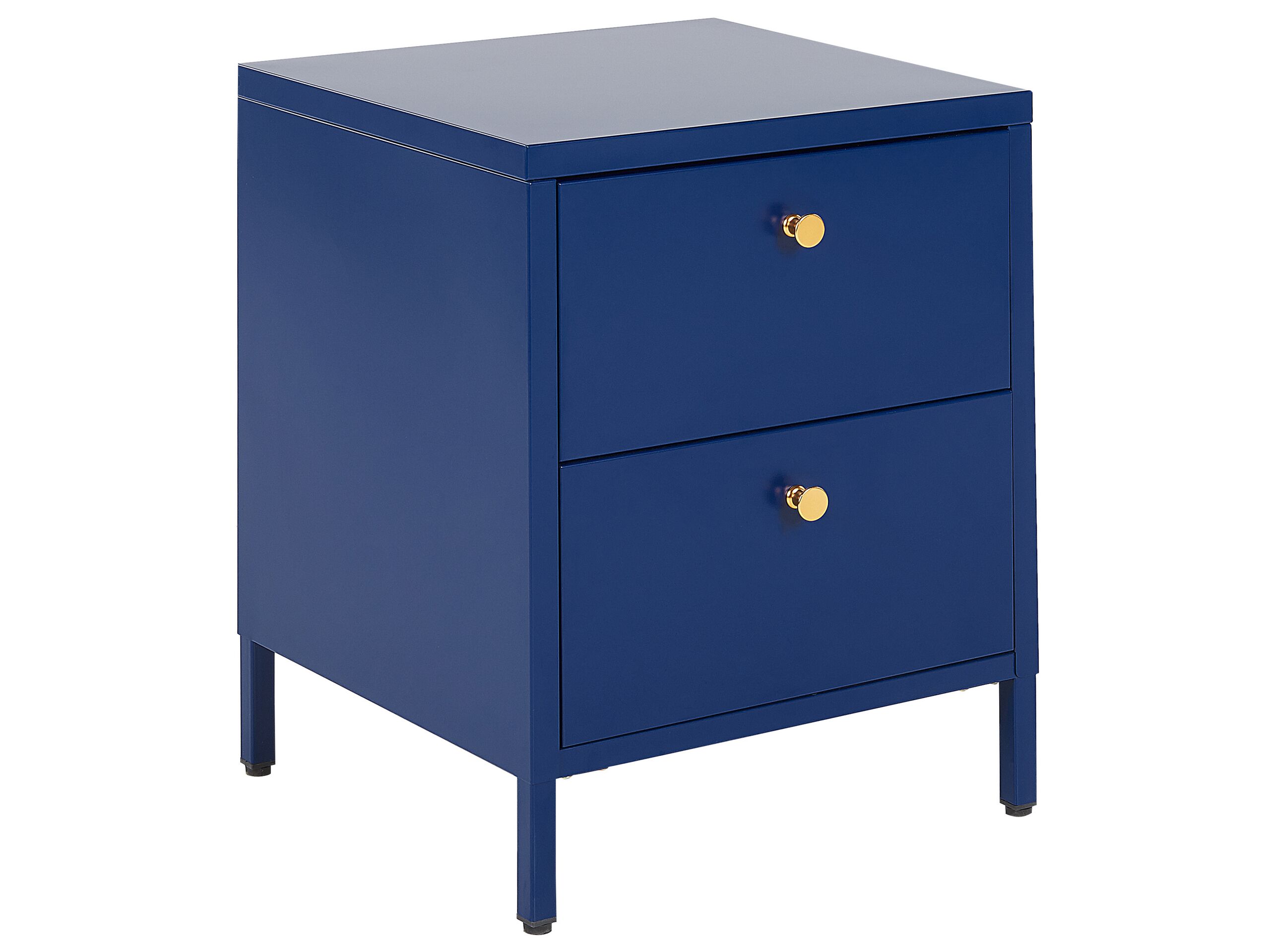 Bedside Table - CREWE 2 Drawer Nightstand Blue and Gold 43cm - Gemini Interiors