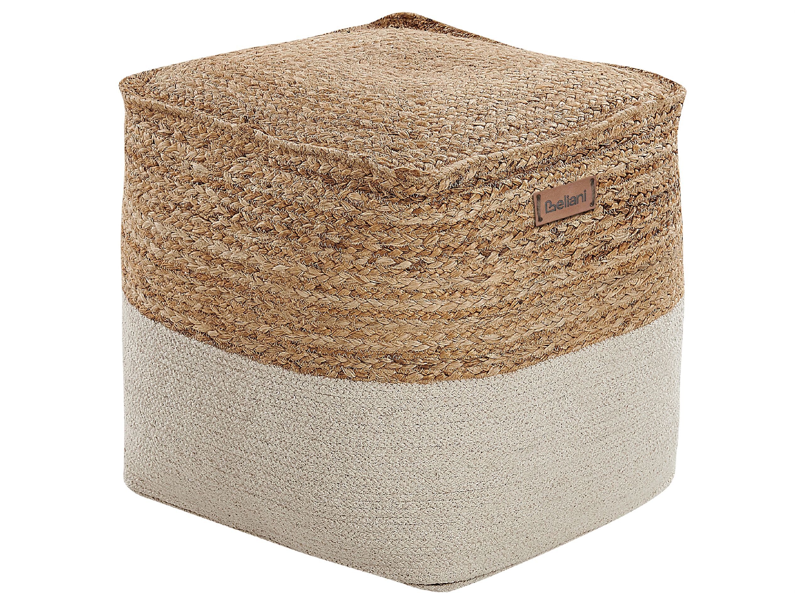 Jute Woven Pouffe Beige KIRAMA - Gemini Interiors