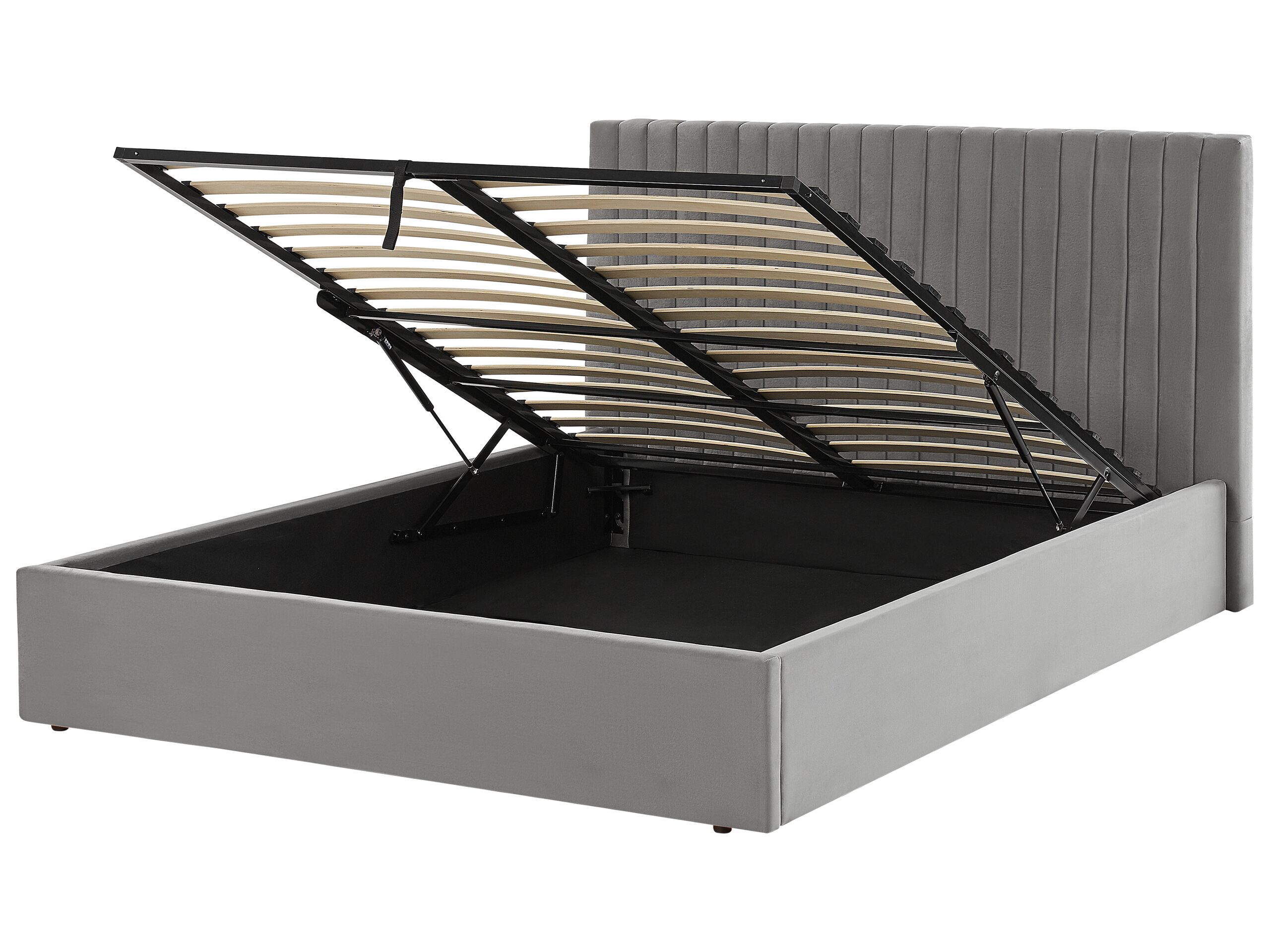 Velvet EU King Size Ottoman Bed Grey VION - Gemini Interiors