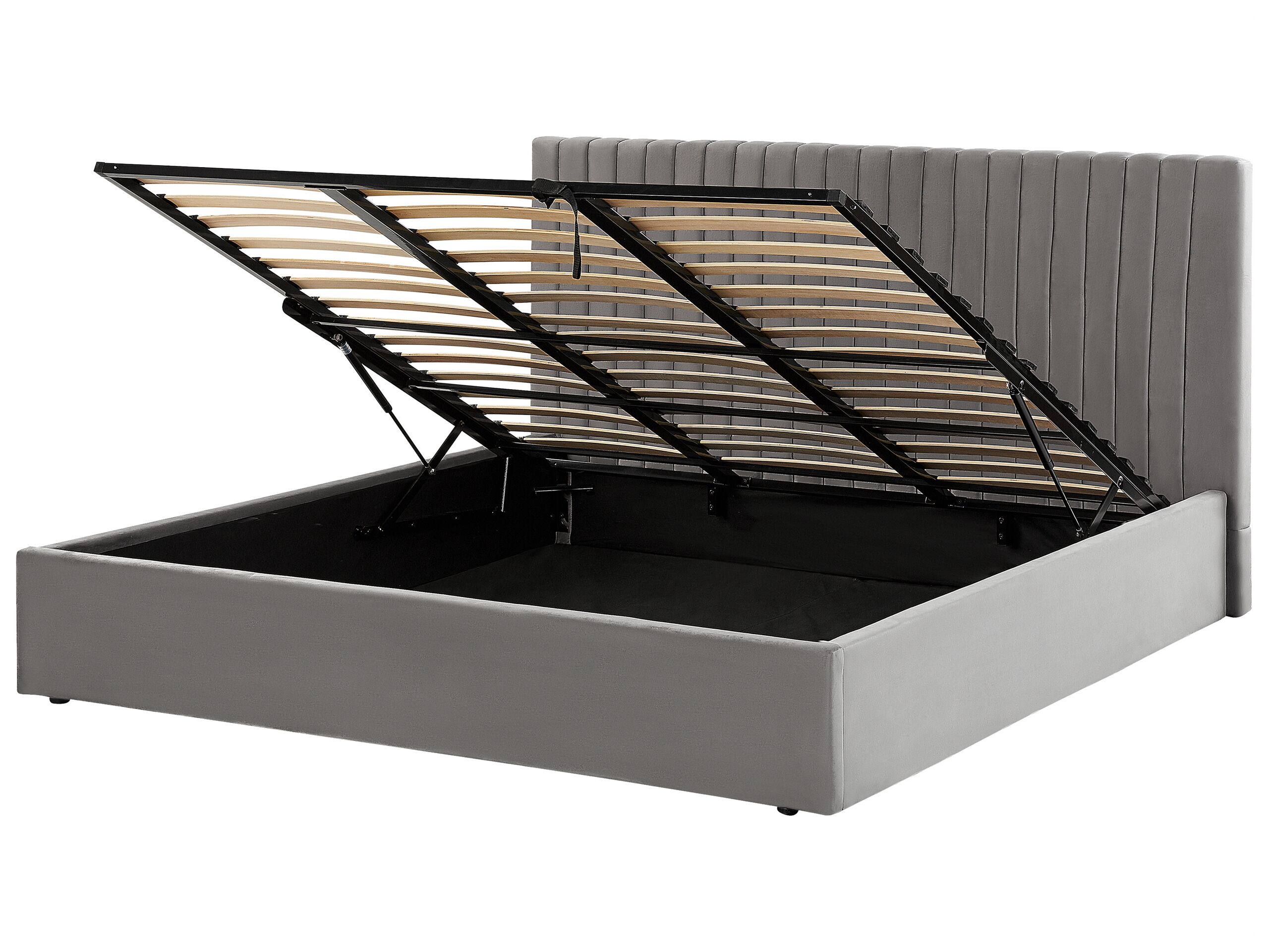 Velvet EU Super King Size Ottoman Bed Grey VION - Gemini Interiors