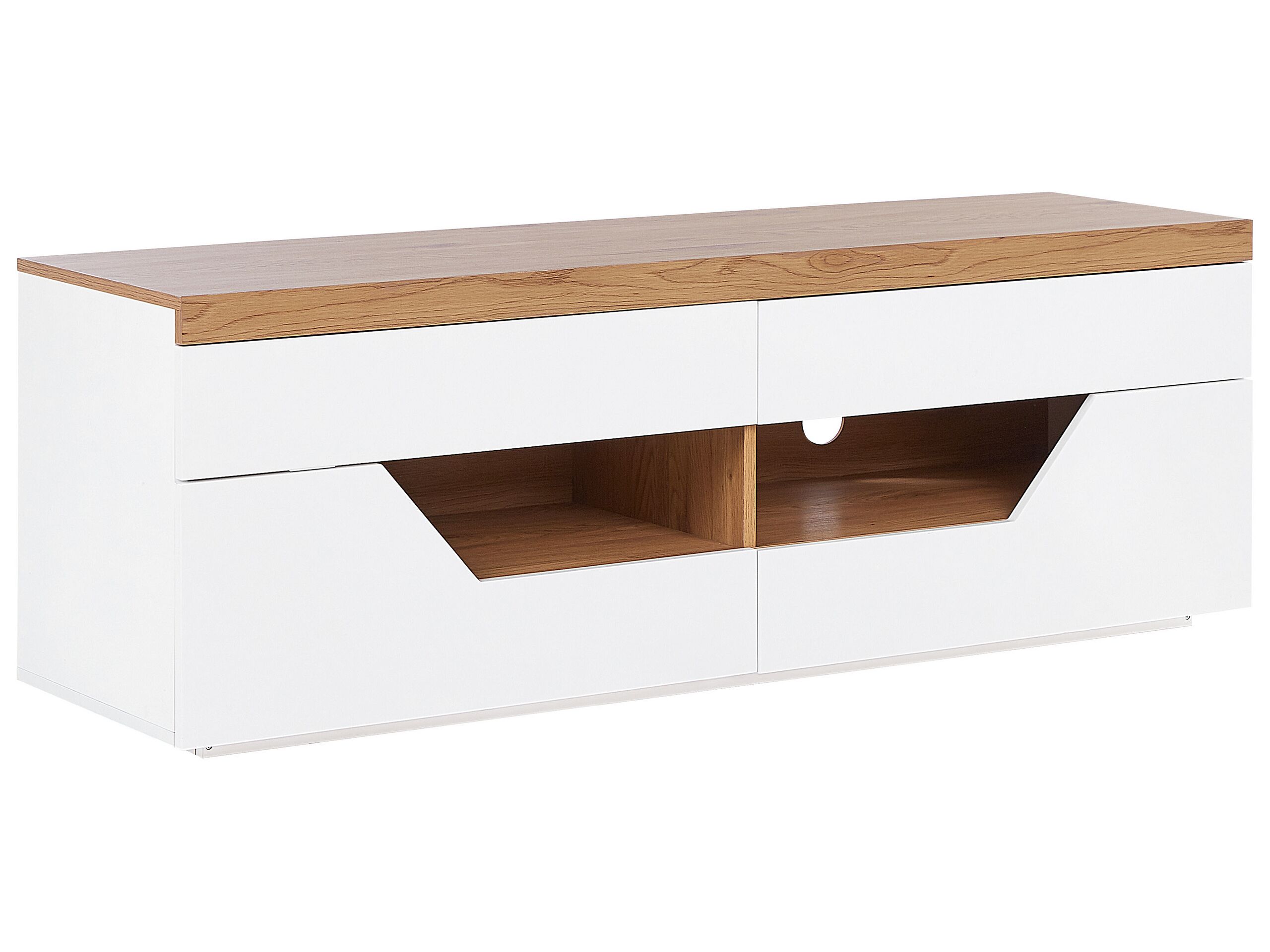 TV Stand White with Light Wood CHEVAL - Gemini Interiors