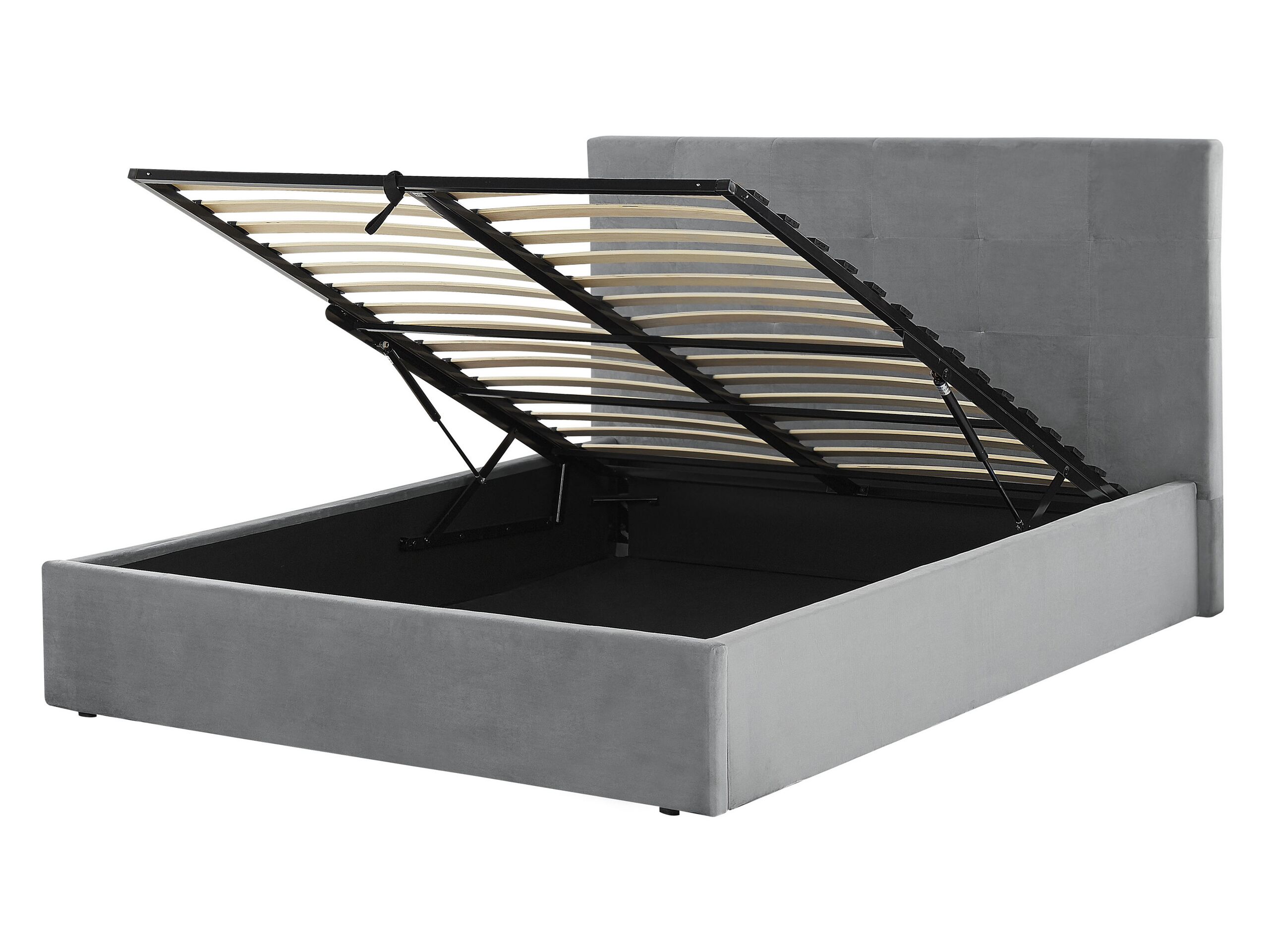 Velvet EU Double Size Ottoman Bed Grey LORIENT - Gemini Interiors