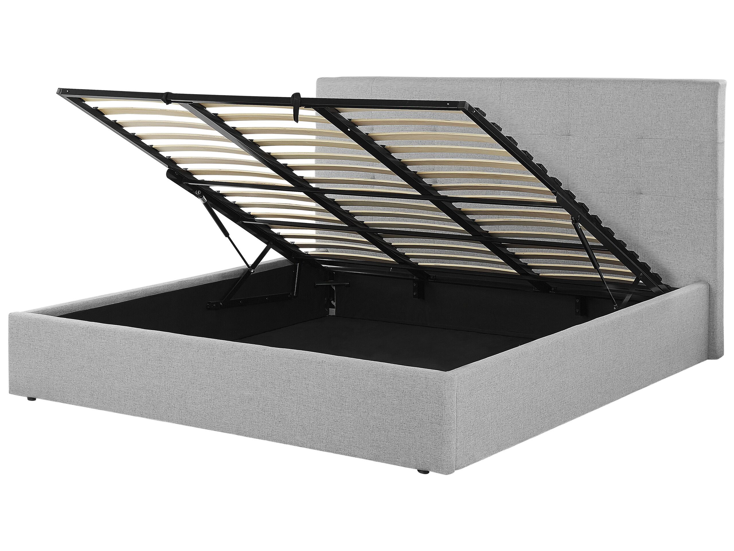 Fabric EU Super King Size Ottoman Bed Grey LORIENT - Gemini Interiors