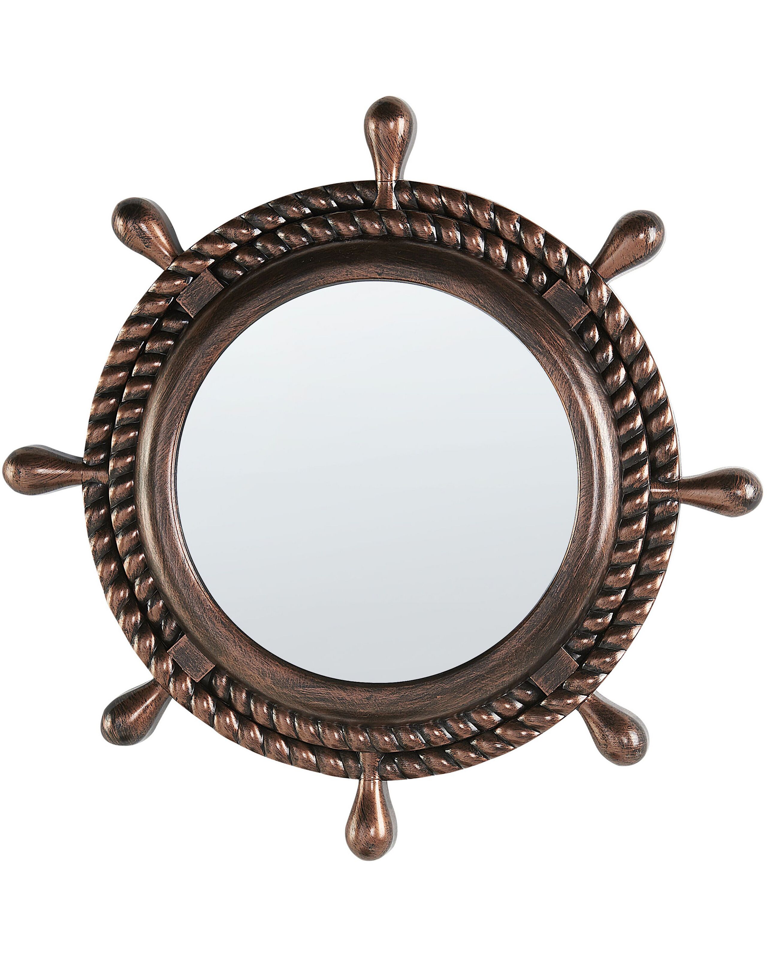 Round Wall Mirror 46cm Dark Brown - Gemini Interiors