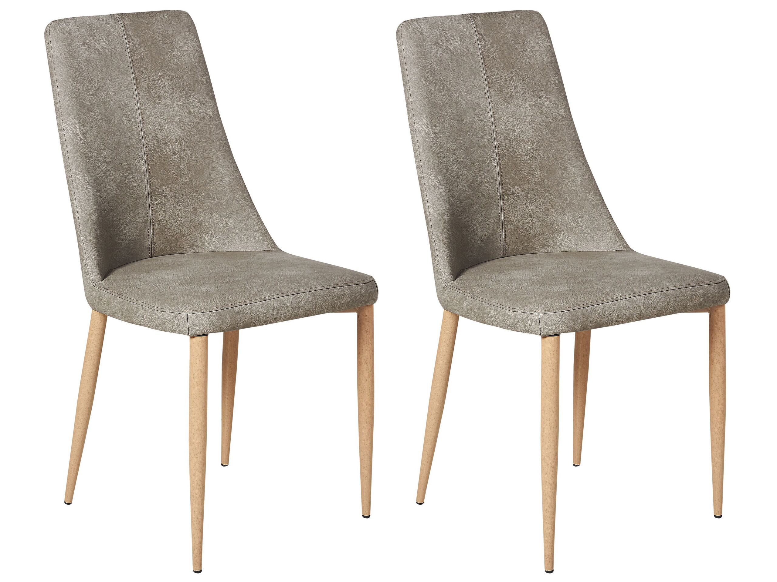 Set of 2 Faux Leather Dining Chairs Light Grey CLAYTON - Gemini Interiors