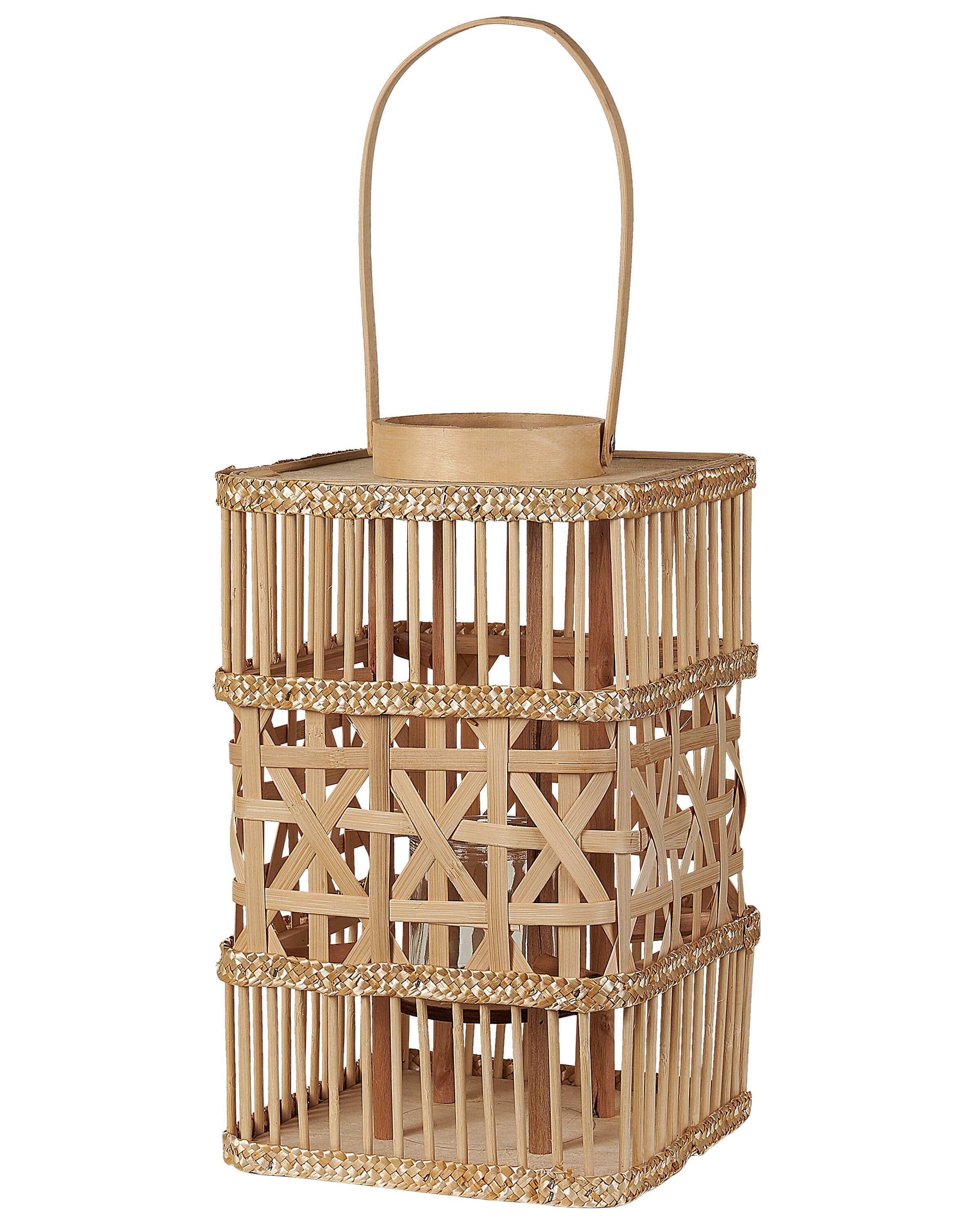 Bamboo Candle Lantern 35 cm Natural LUMBIS - Gemini Interiors