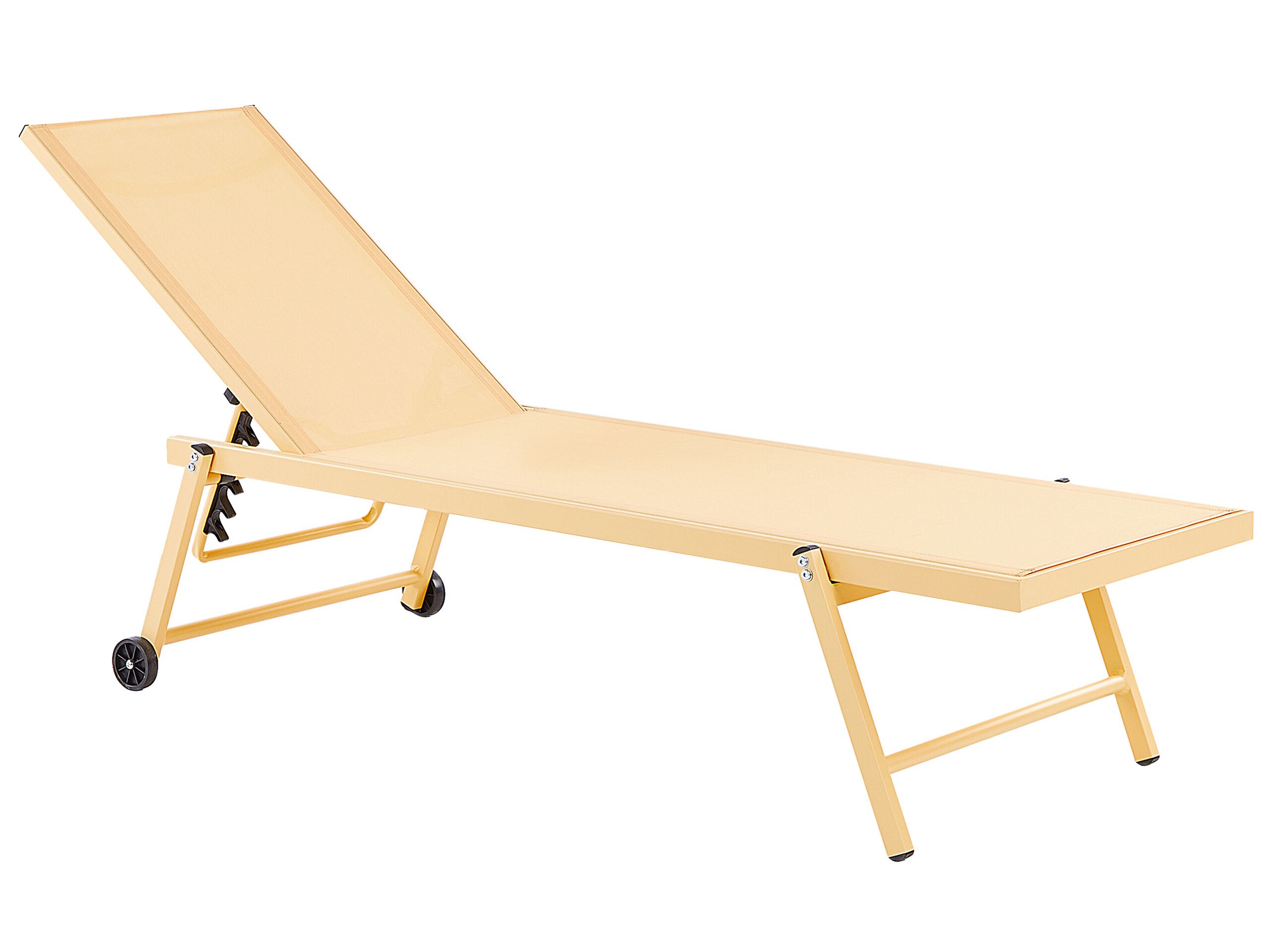 Aluminium Reclining Sun Lounger Yellow PORTOFINO - Gemini Interiors