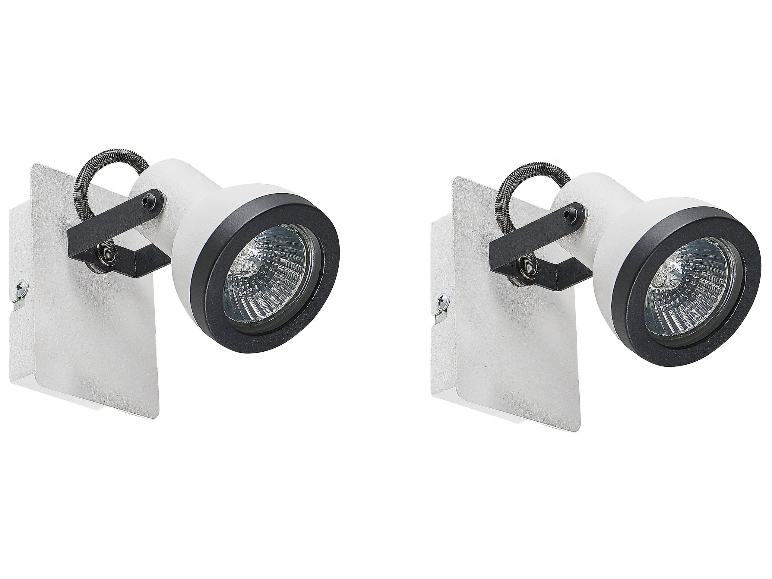 Set of 2 Metal Spotlight Lamps White and Black BARO - Gemini Interiors