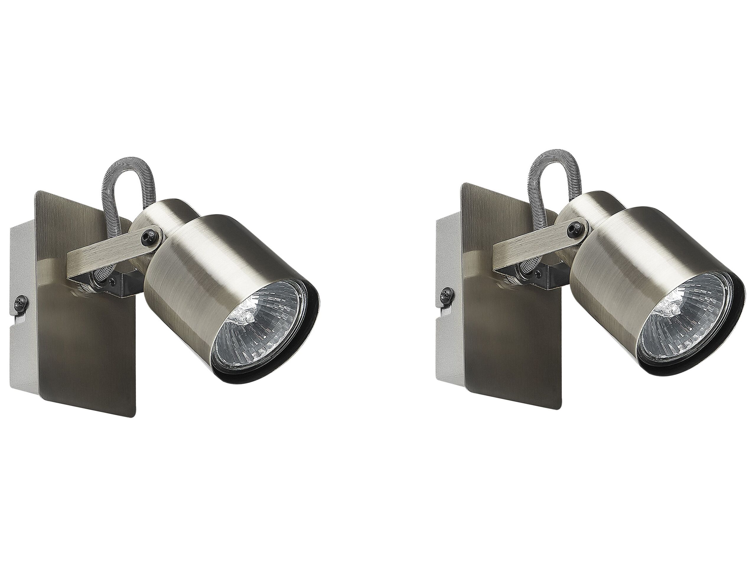 Set of 2 Metal Spotlight Lamps Silver BONTE - Gemini Interiors