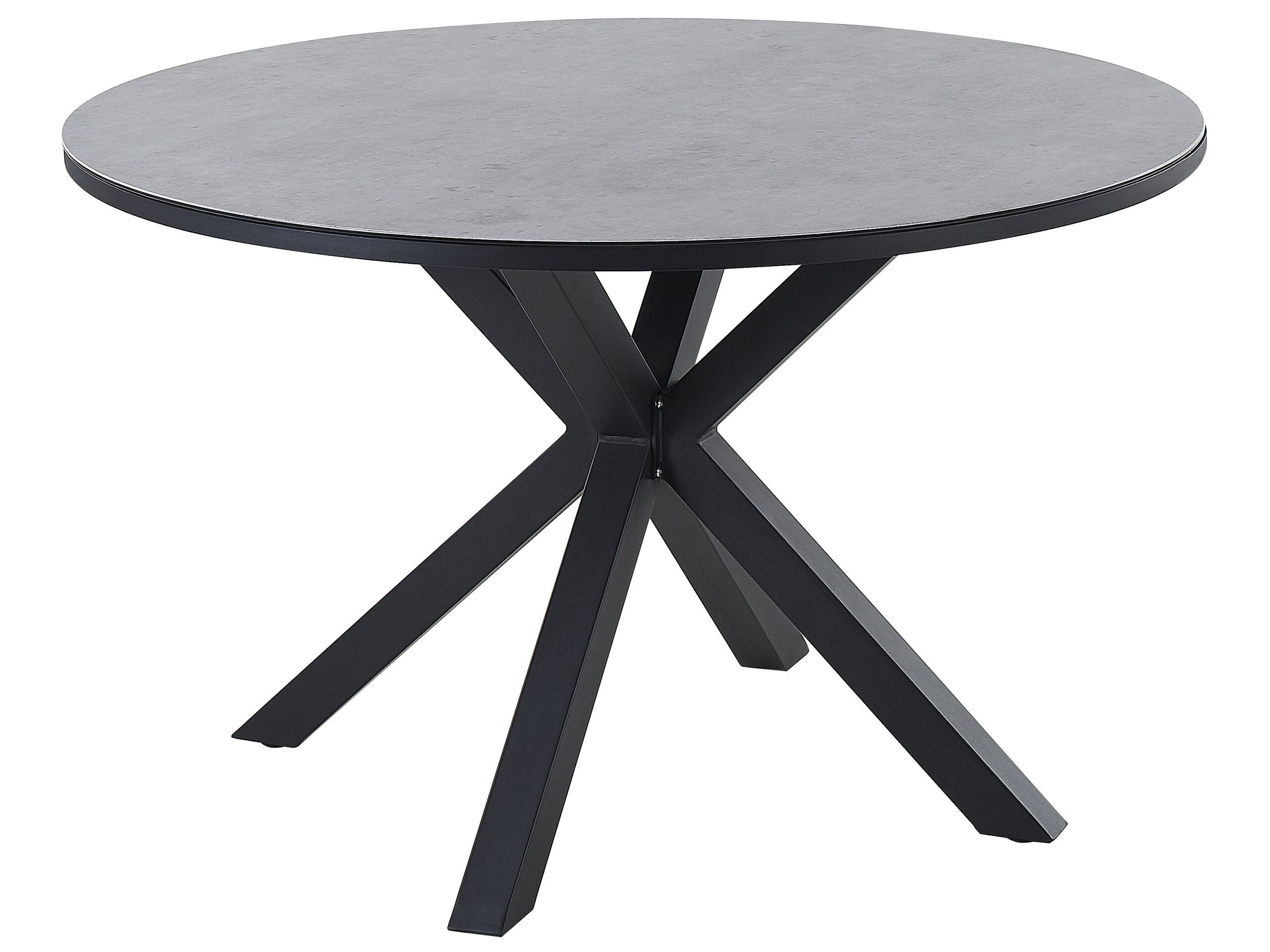 Round Garden Dining Table âŒ€120 cm Grey with Black MALETTO - Gemini Interiors