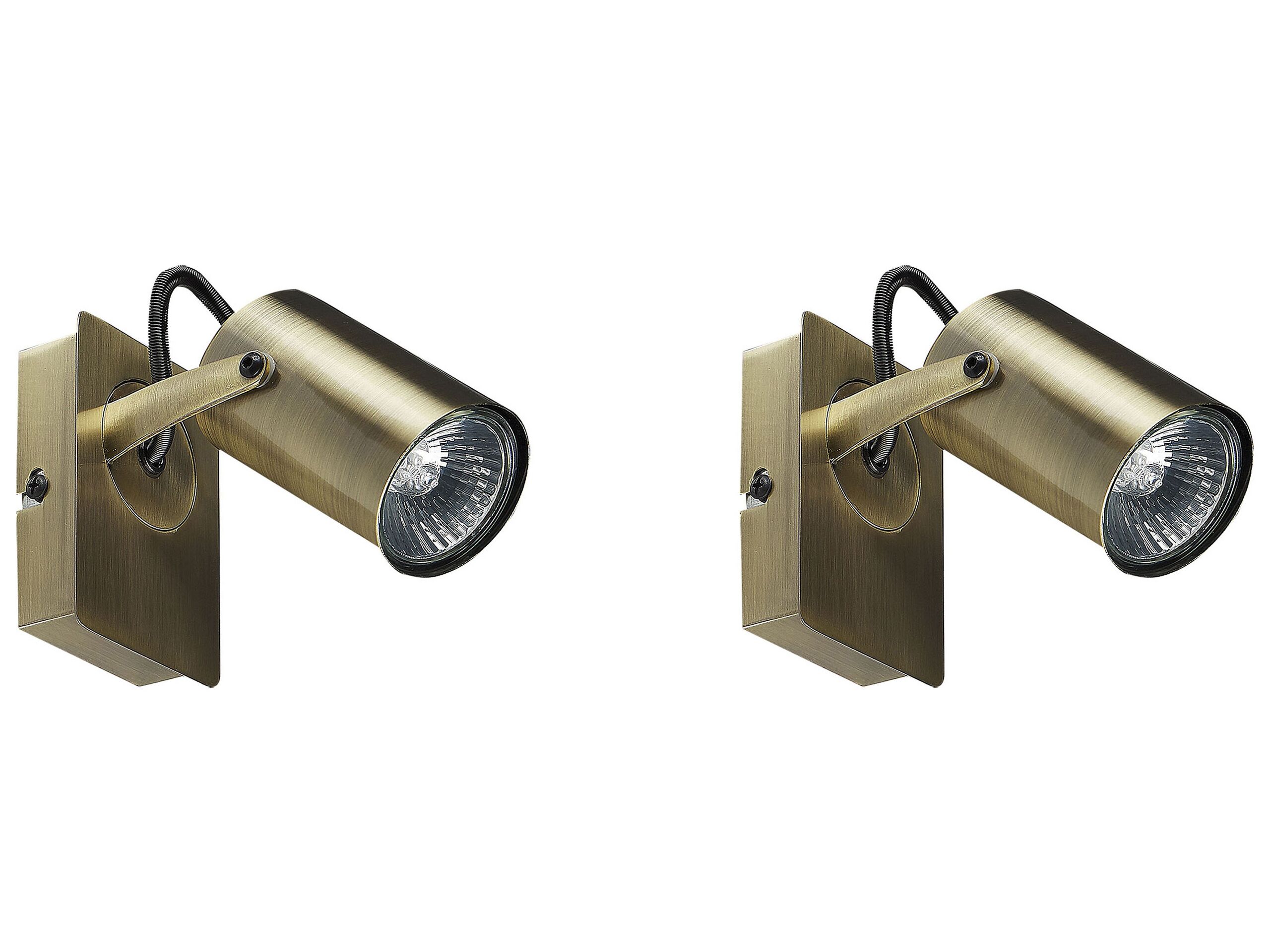 Set of 2 Metal Spotlight Lamps Brass KLIP - Gemini Interiors