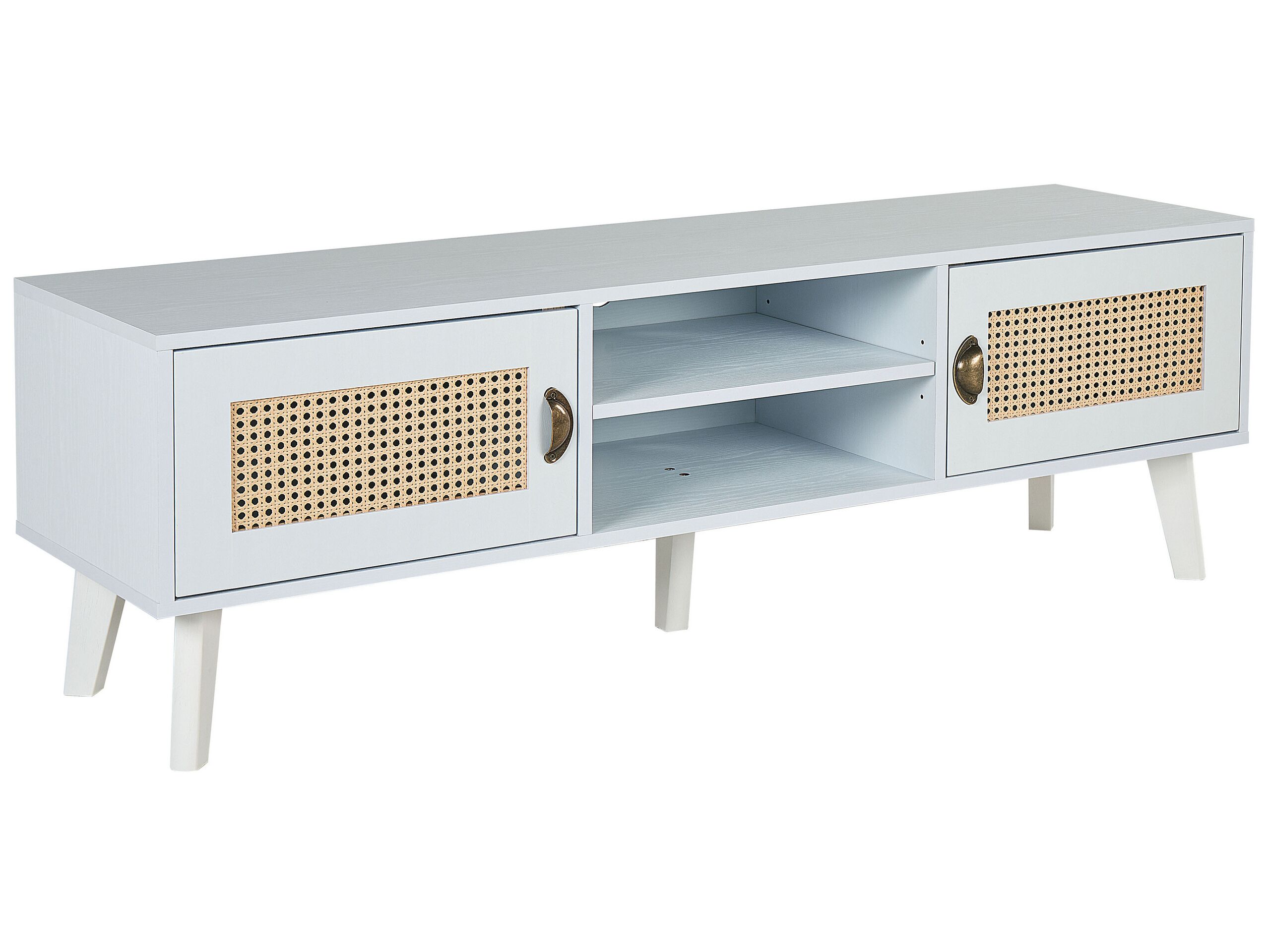 TV Stand White with Beige PARTON - Gemini Interiors