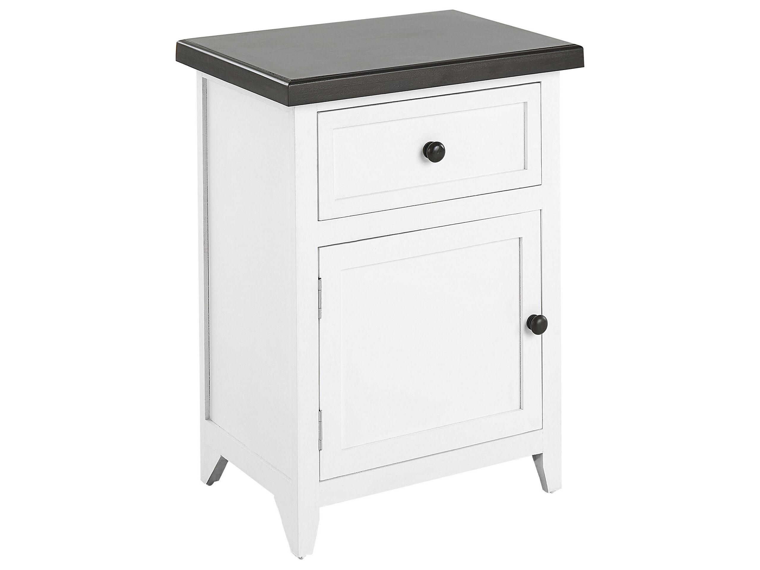 Bedside Table - CLACTON 1 Drawer Nightstand White and Brown 40cm - Gemini Interiors